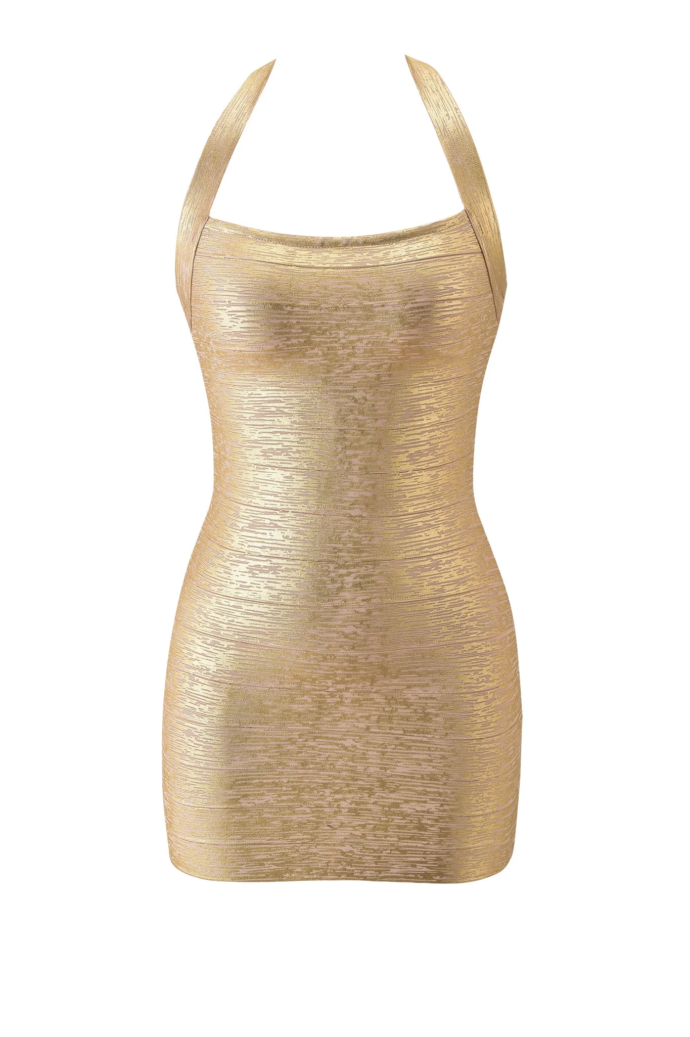 AIDEN PLATINUM BANDAGE MINI DRESS - GOLD - Image 7