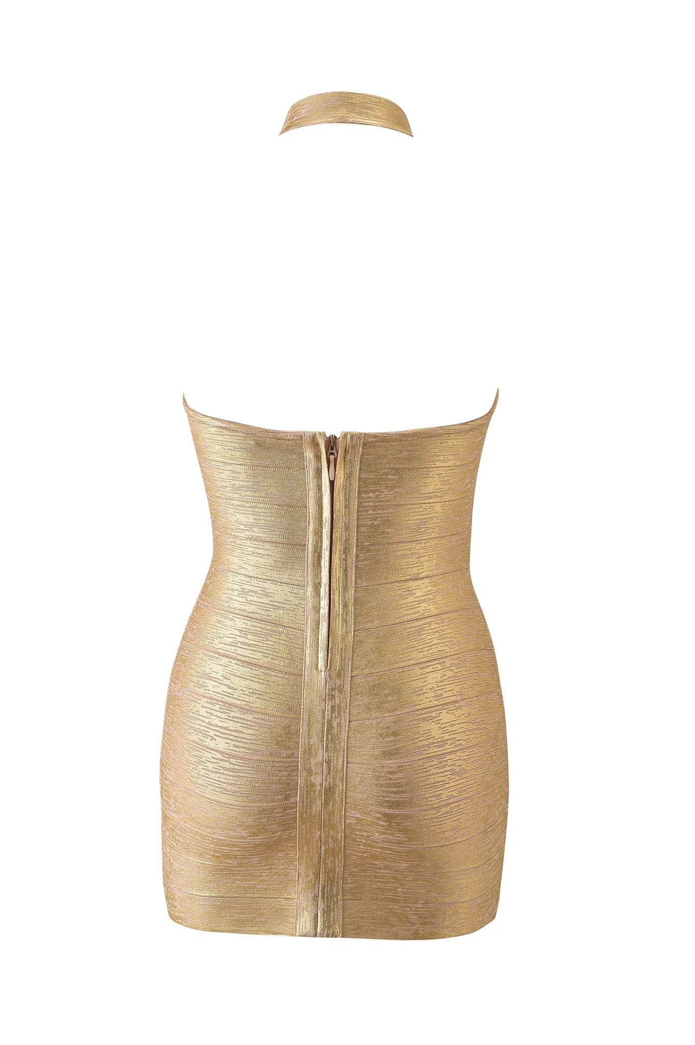 AIDEN PLATINUM BANDAGE MINI DRESS - GOLD - Image 8