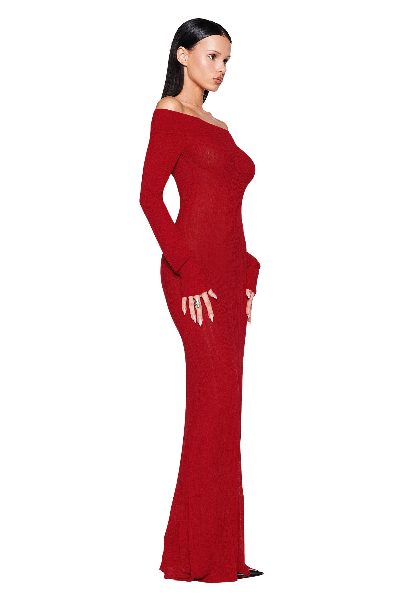 ANASTASIA MAXI DRESS - RED : BURGUNDY - Image 4