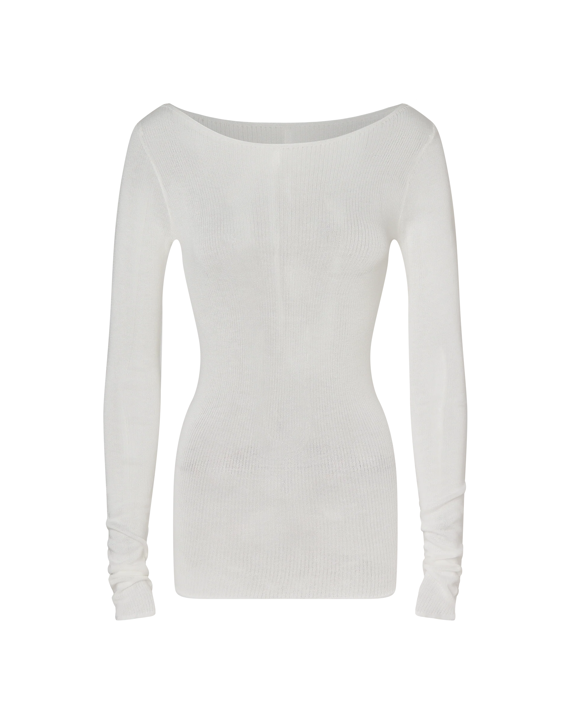 ANNA LONG SLEEVE BASIC KNIT TOP - WHITE - Image 5