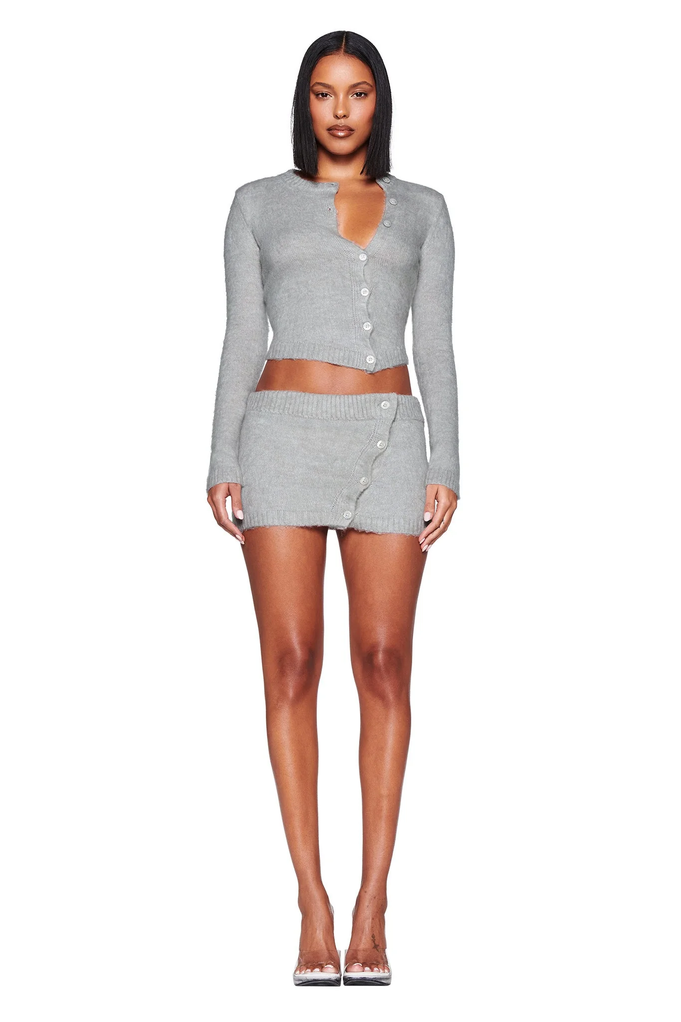 BEATRIZ MINI SKIRT - GREY : MARLE - Image 2