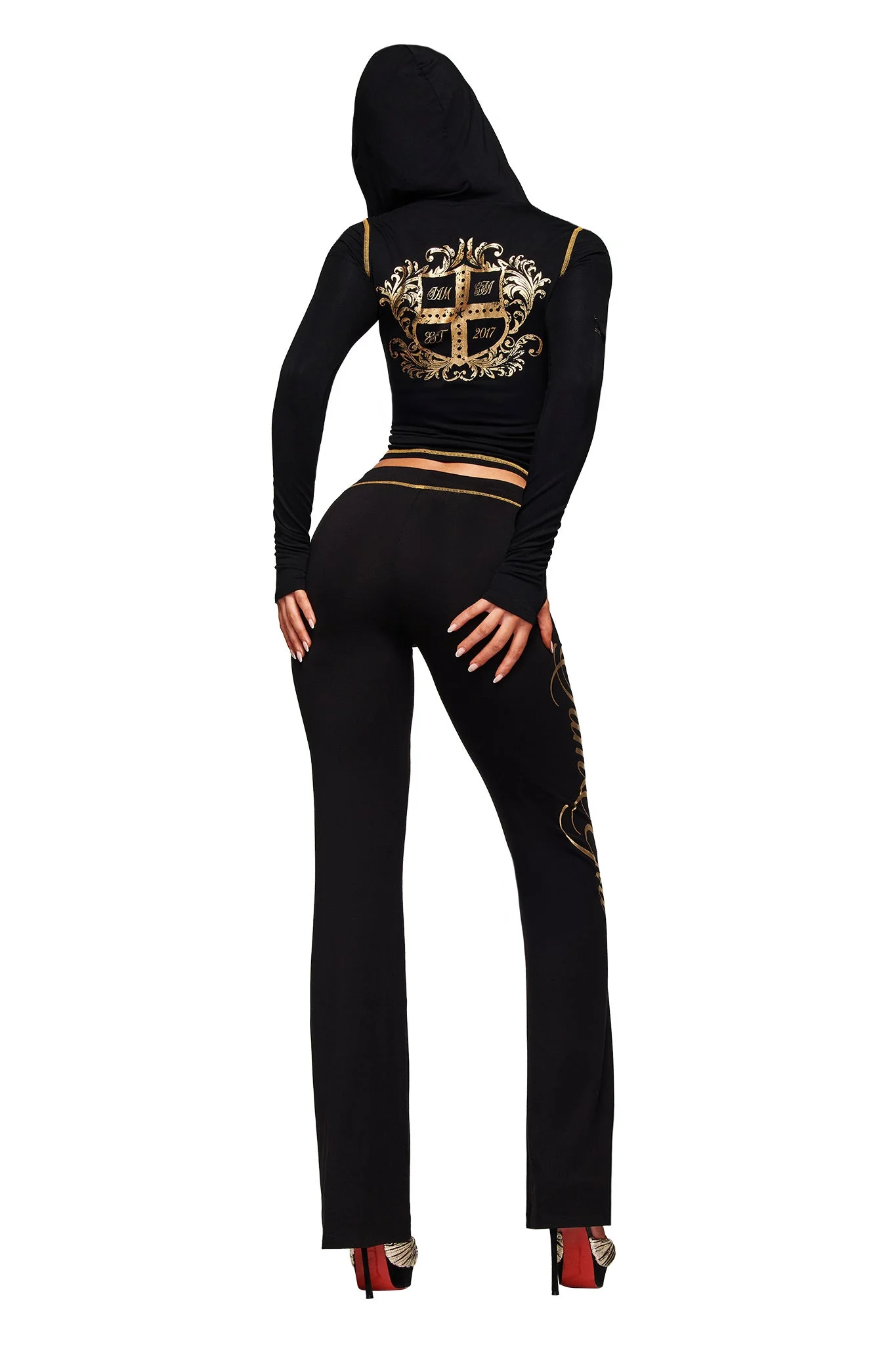BLARE FORM MULTI POCKET HOODIE - BLACK AND GOLD - Image 3