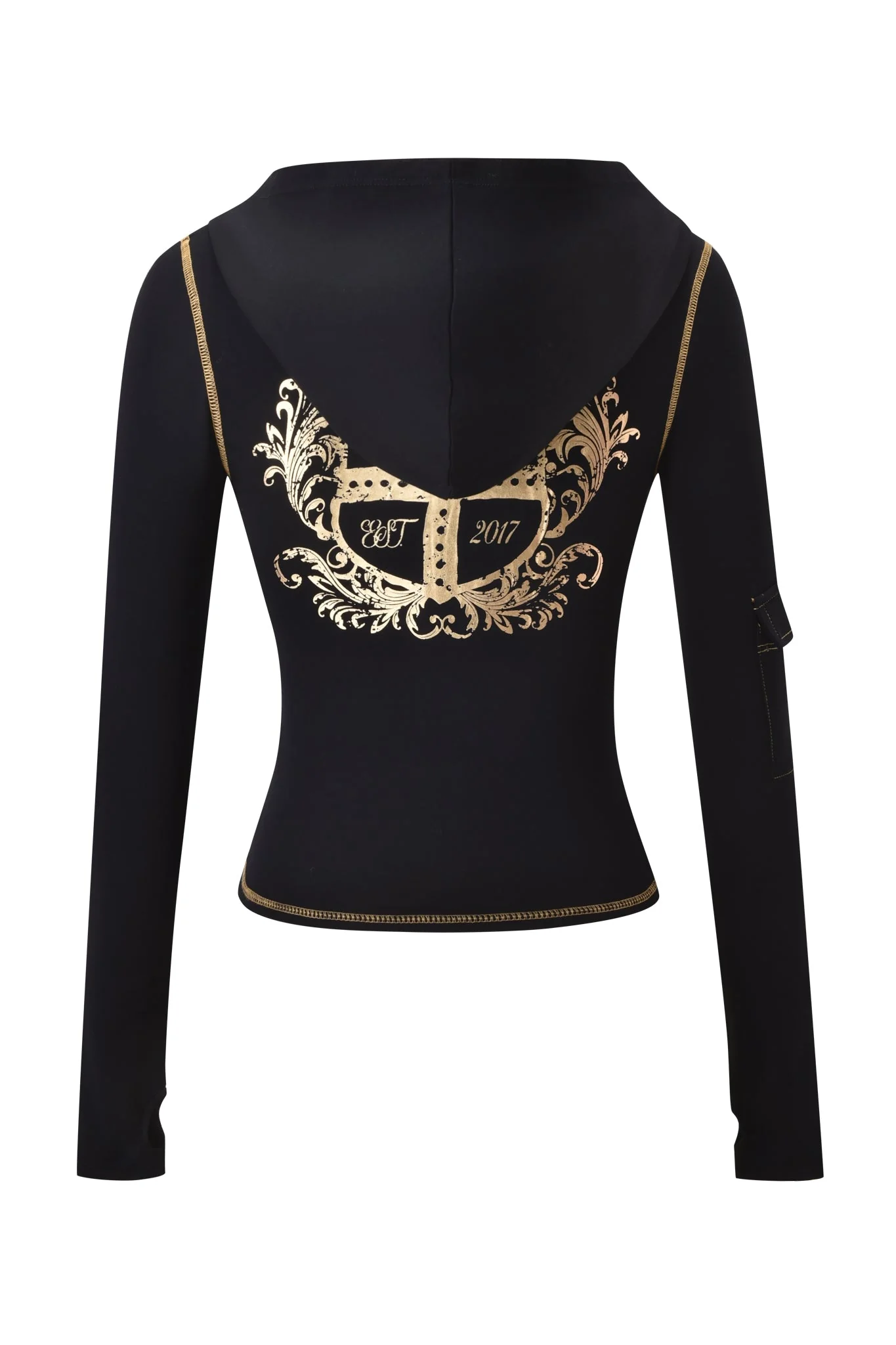 BLARE FORM MULTI POCKET HOODIE - BLACK AND GOLD - Image 9