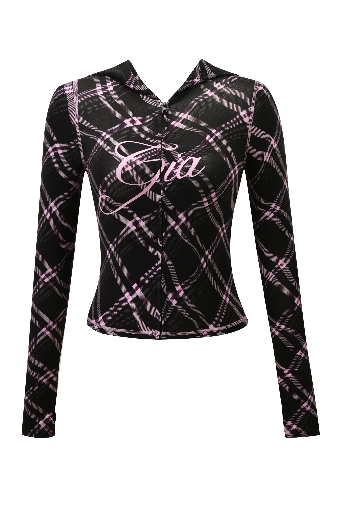 BLARE HOODIE - BLACK WARPED PLAID - Image 8