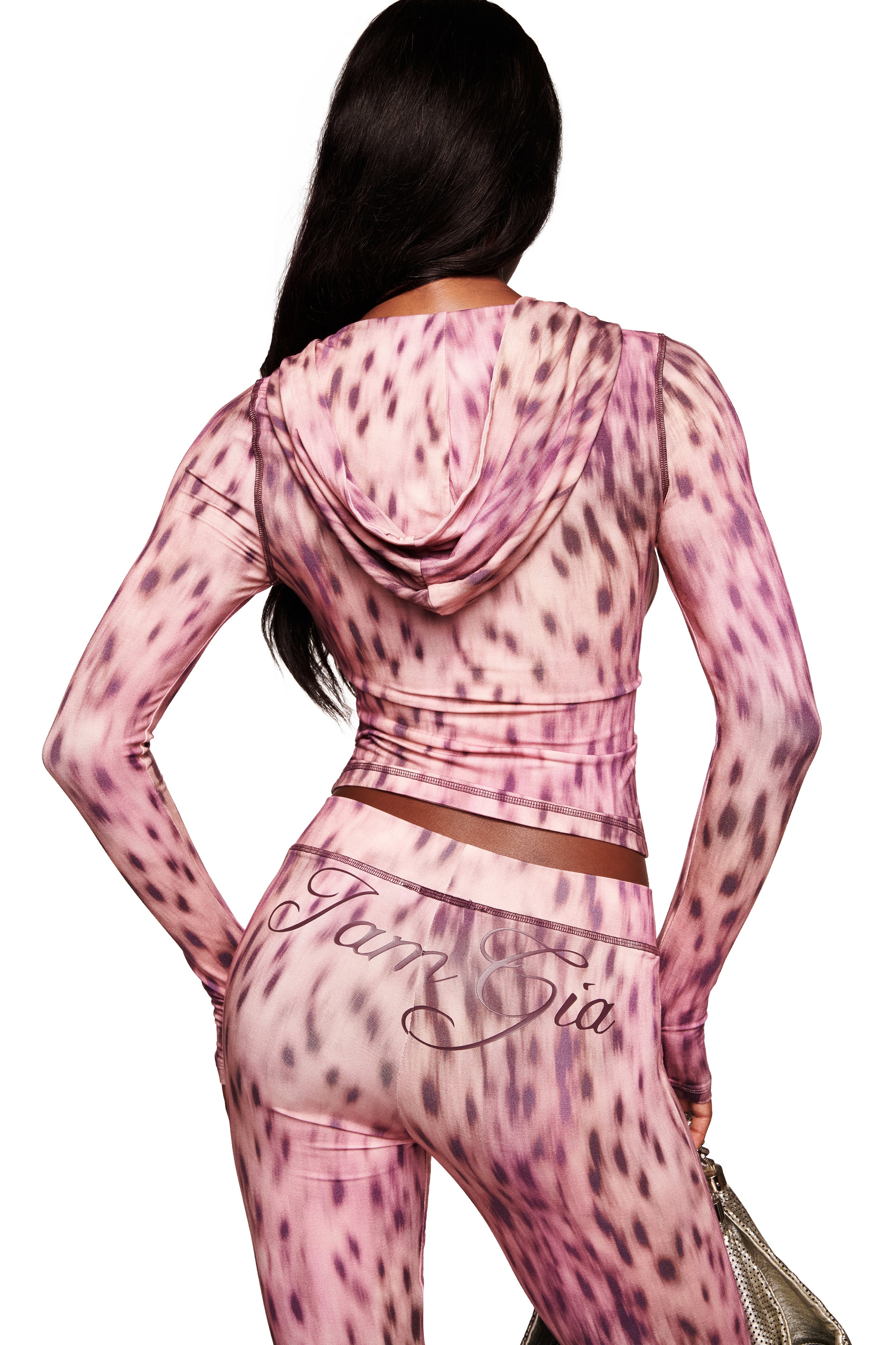 BLARE HOODIE - PINK BLURRED CHEETAH - Image 4
