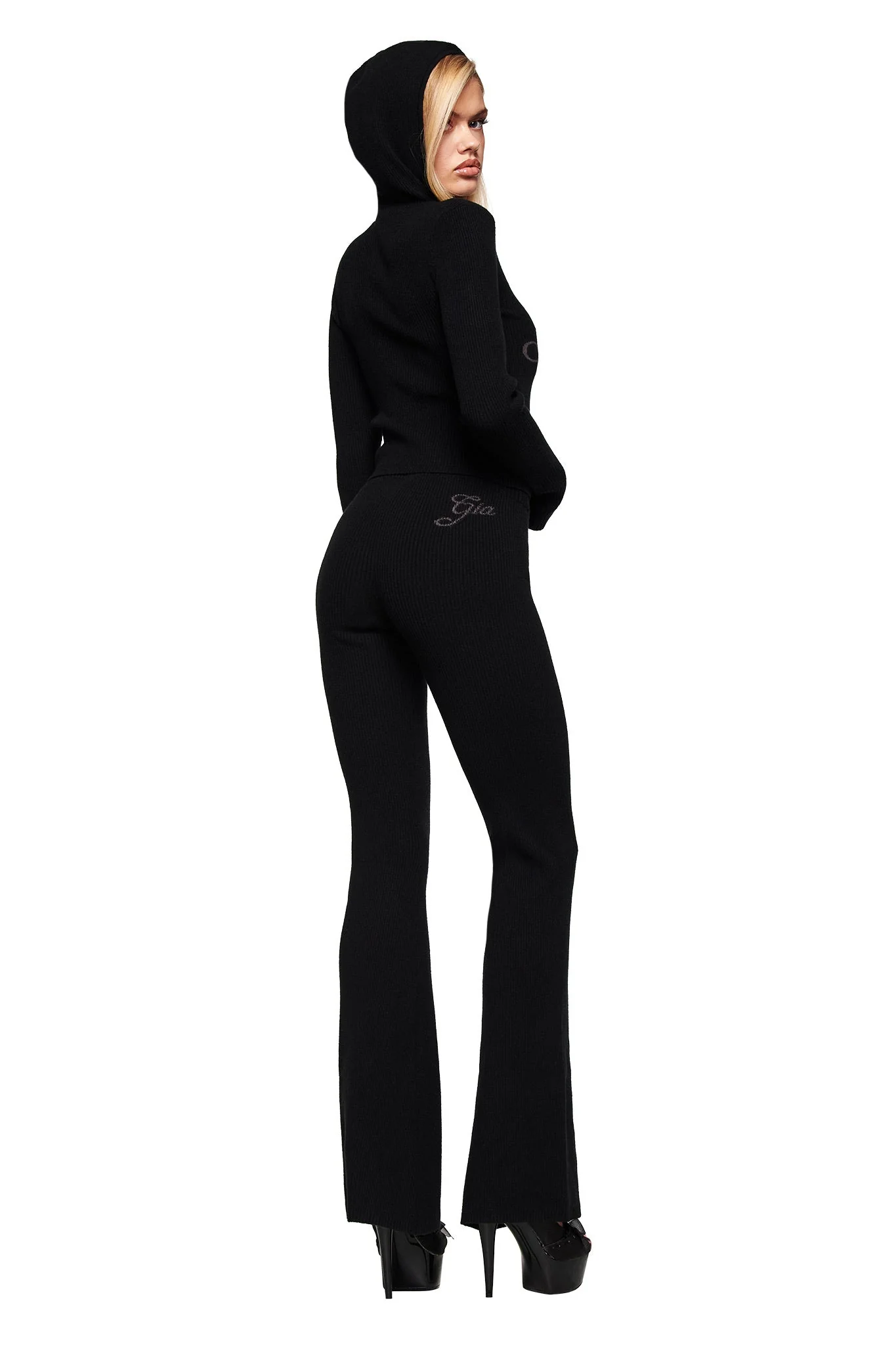 BLARE KNIT HOODIE - BLACK - Image 6