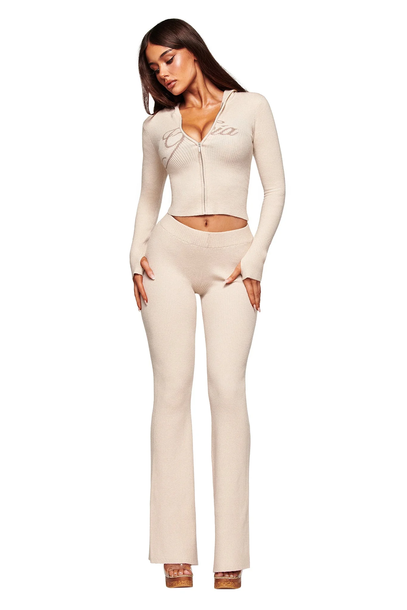 BLARE KNIT HOODIE - CREAM - Image 3