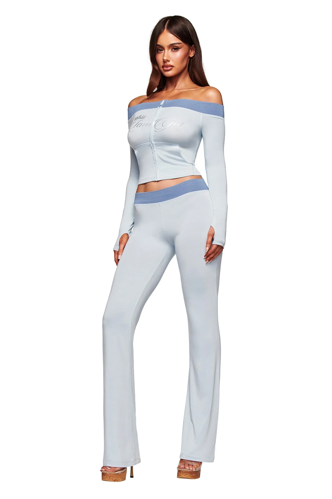 BLARE LOWER RISE TRACKPANT - TWO TONE POWDER BLUE - Image 5