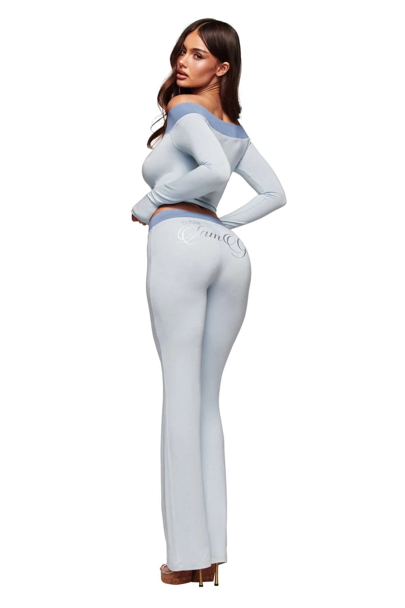 BLARE OFF SHOULDER TOP - TWO TONE POWDER BLUE - Image 5