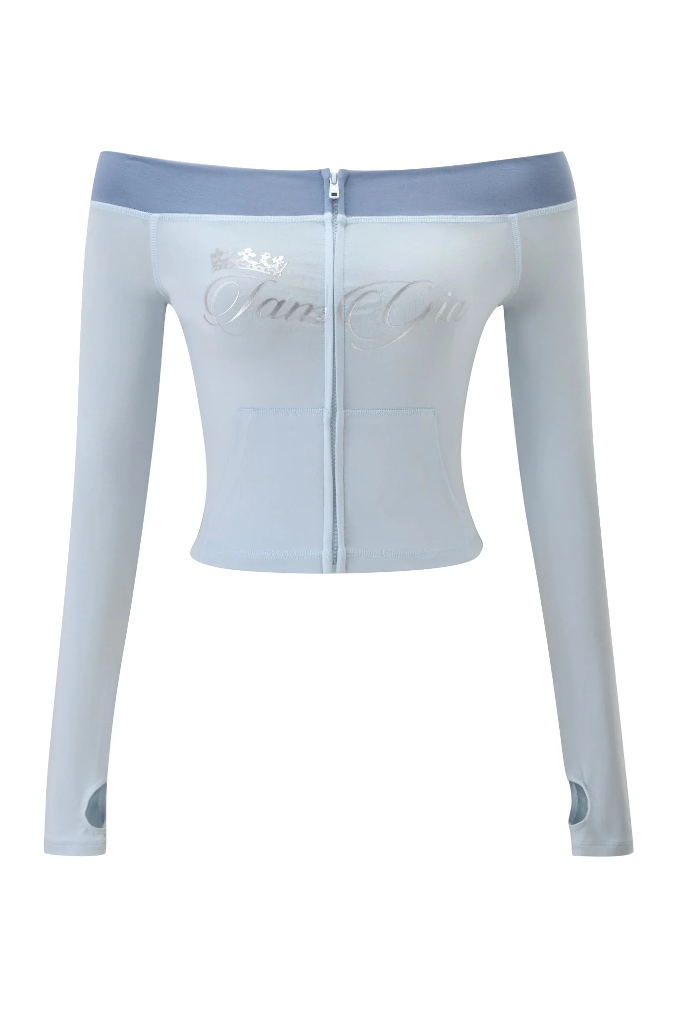 BLARE OFF SHOULDER TOP - TWO TONE POWDER BLUE - Image 6