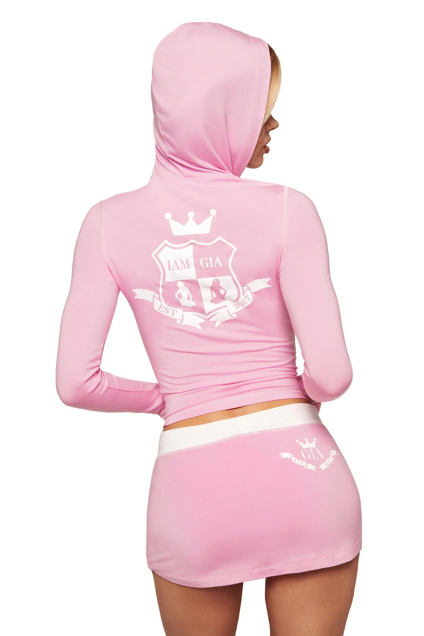 BLARE PIPING MICRO SKORT - BABY PINK AND WHITE - Image 4