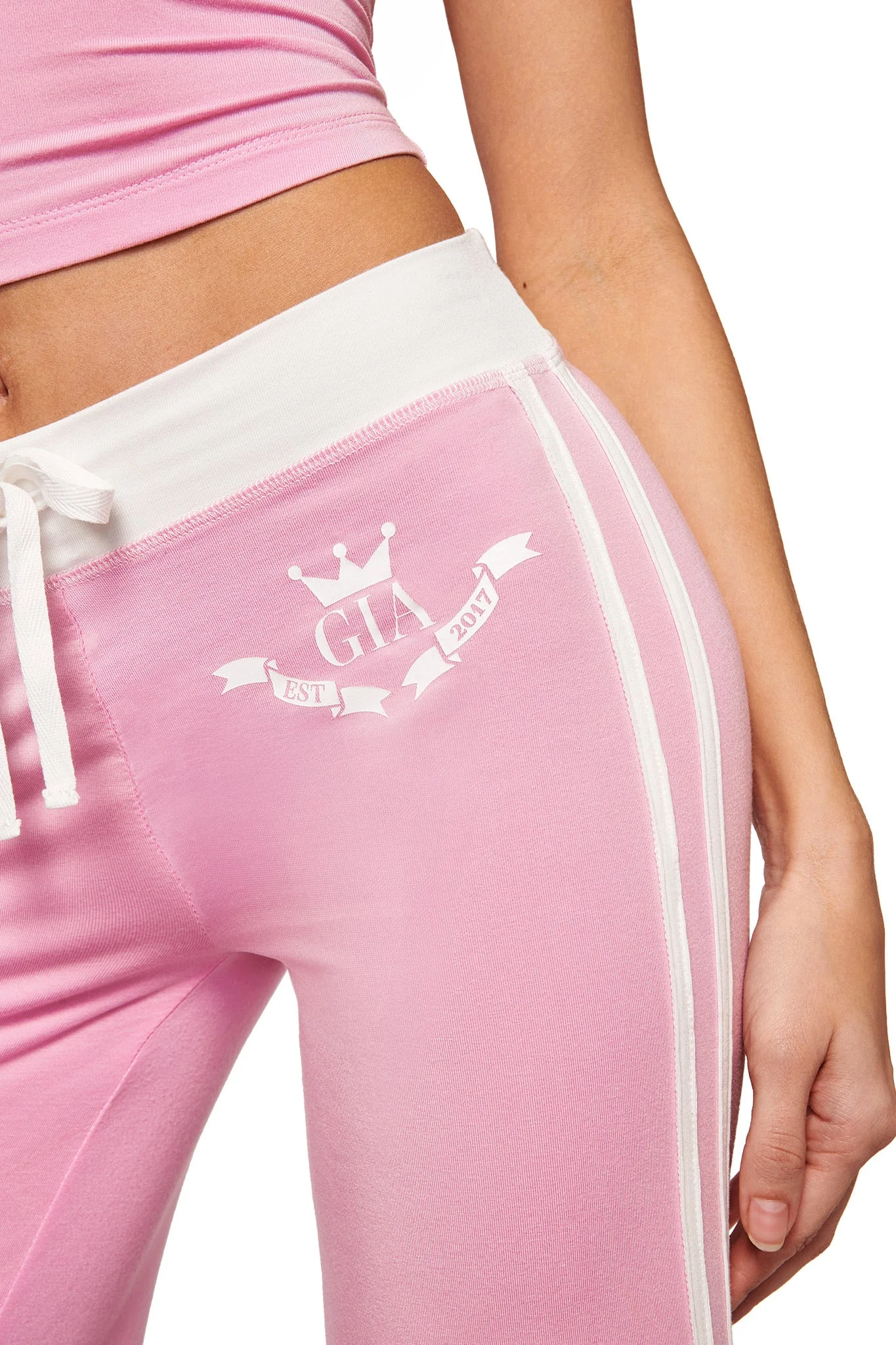 BLARE PIPING TRACKPANT - BABY PINK AND WHITE - Image 6