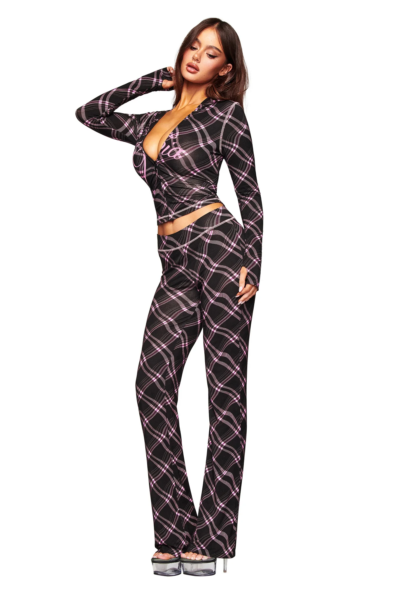 BLARE TRACKPANT - BLACK WARPED PLAID - Image 3