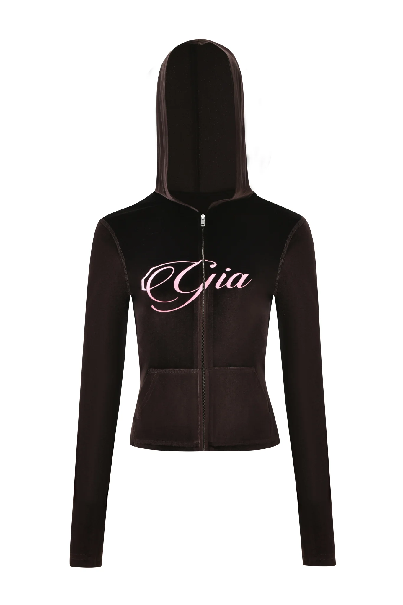 BLARE VELOUR POCKET HOODIE - CHOCOLATE - Image 6