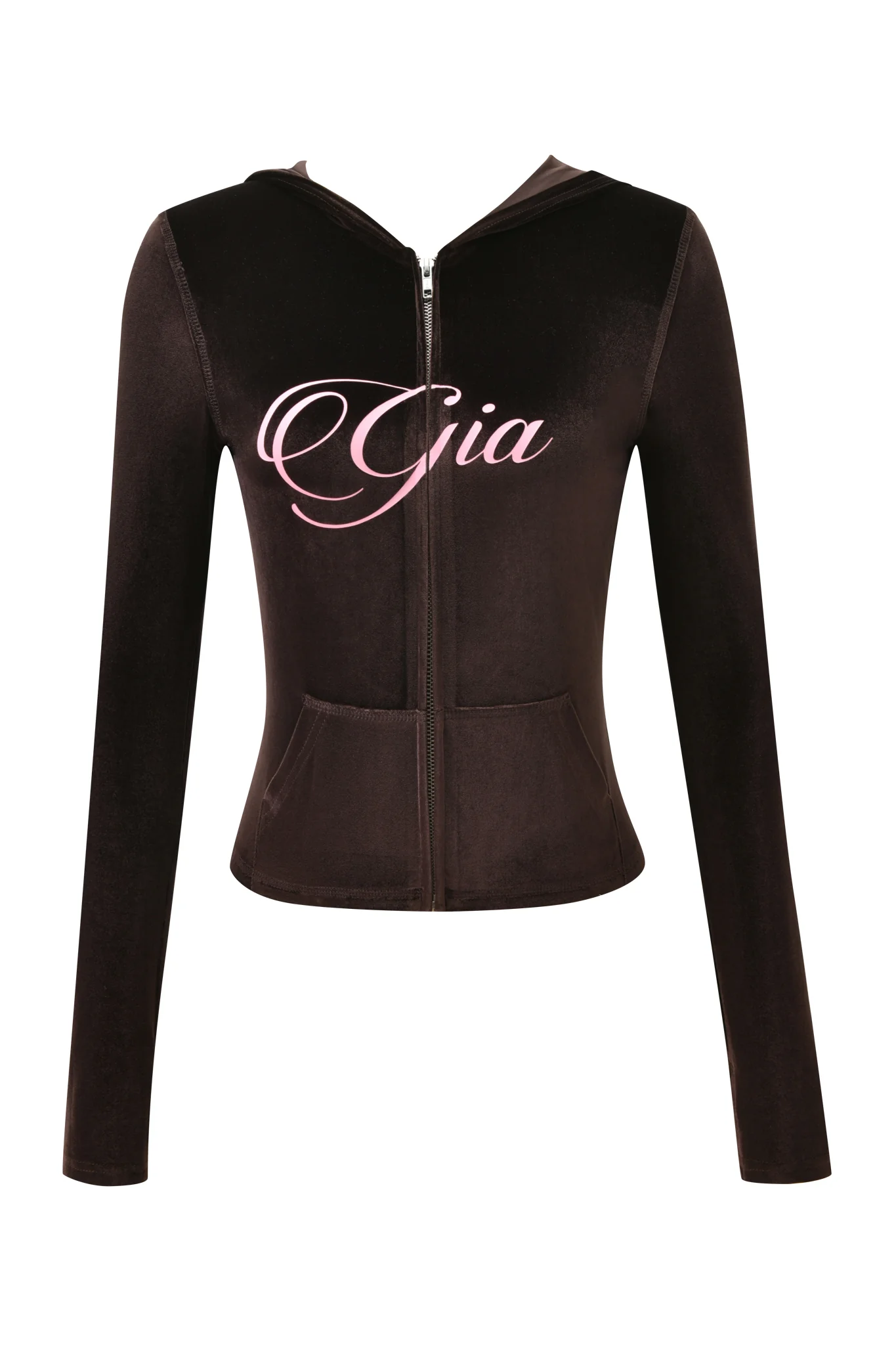 BLARE VELOUR POCKET HOODIE - CHOCOLATE - Image 8