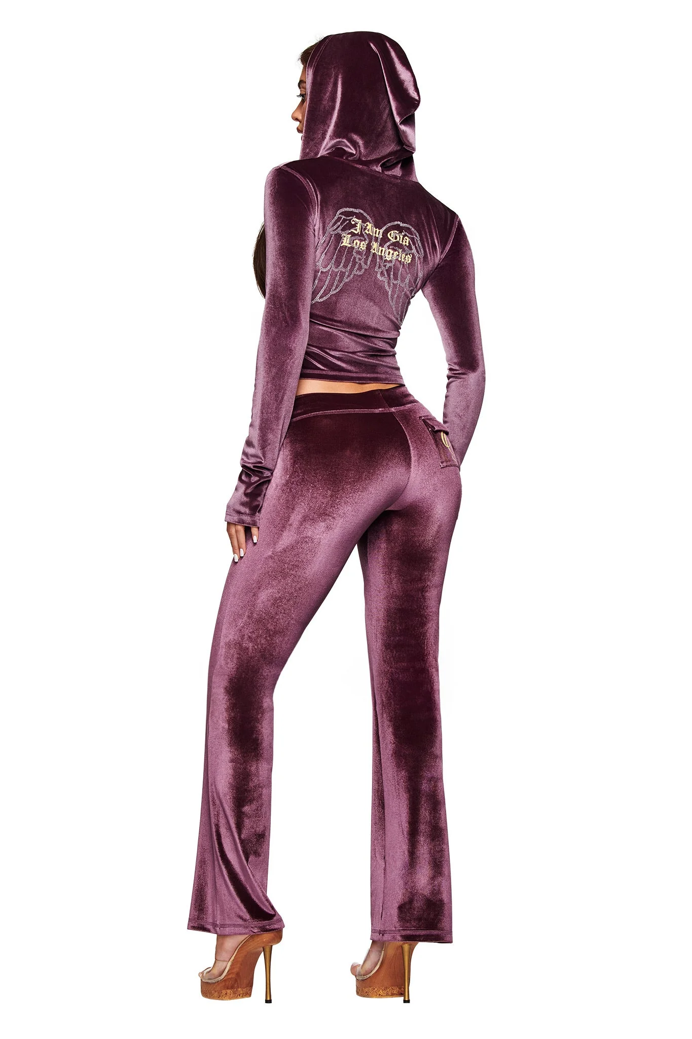 BLARE VELOUR POCKET HOODIE - PURPLE - Image 6