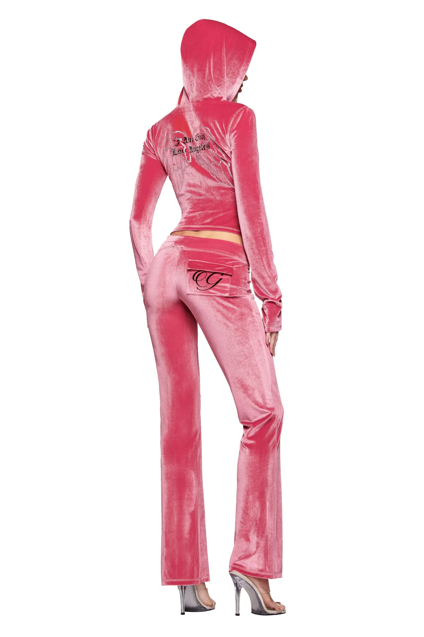 BLARE VELOUR POCKET TRACKPANT - PINK - Image 3