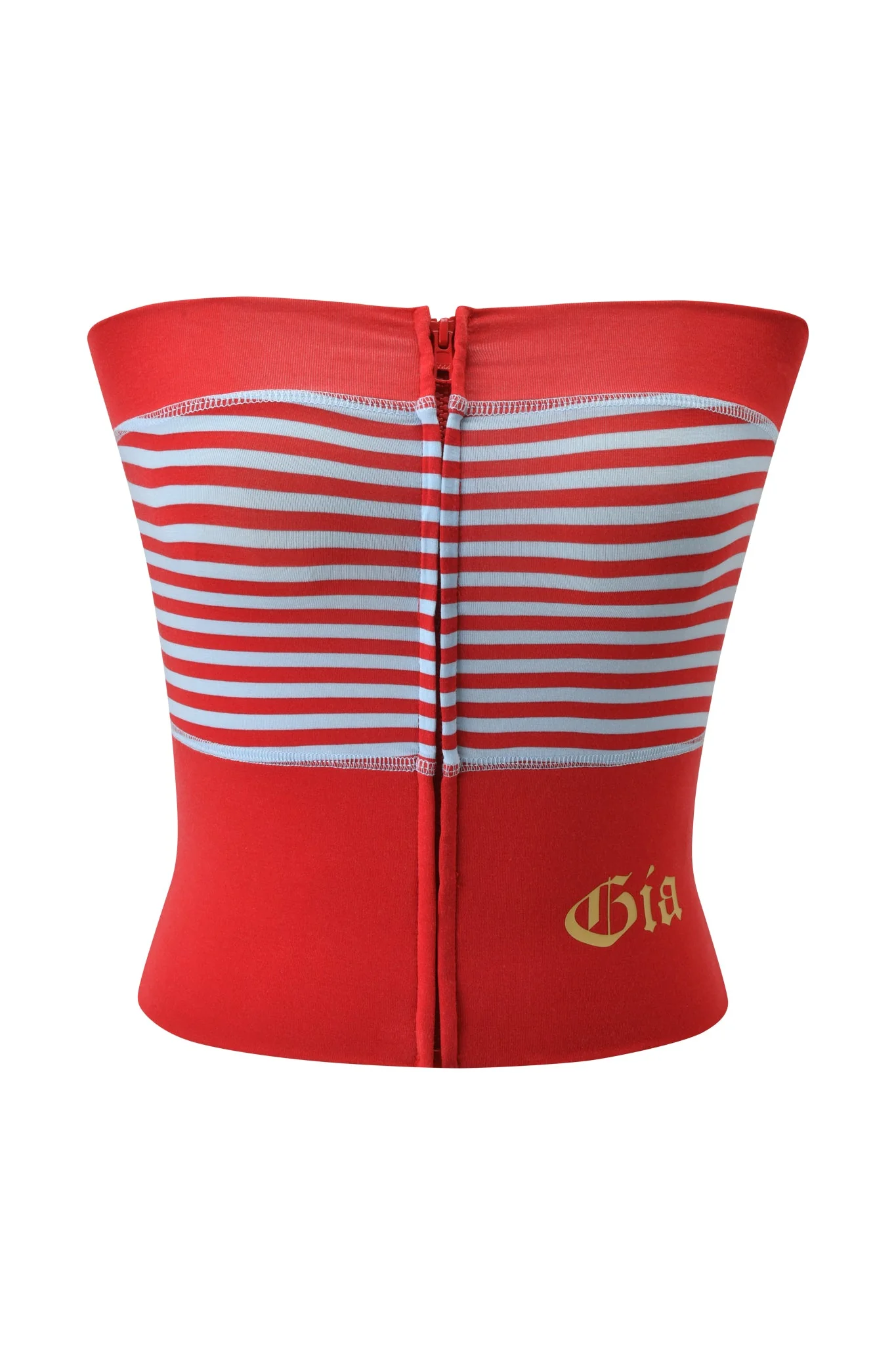 BLARE ZIP BOOB TUBE - RED AND BLUE STRIPE - Image 8