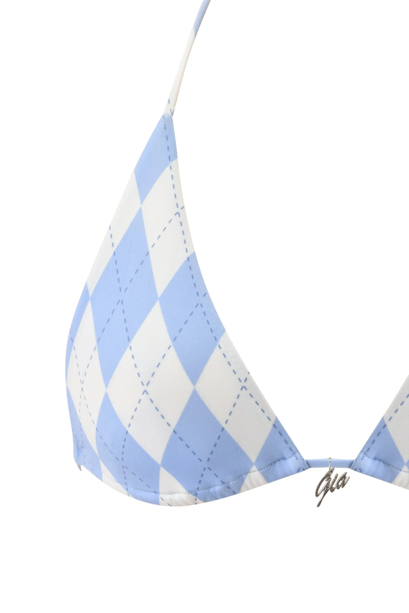 BRITT BIKINI TOP - BLUE ARGYLE - Image 8