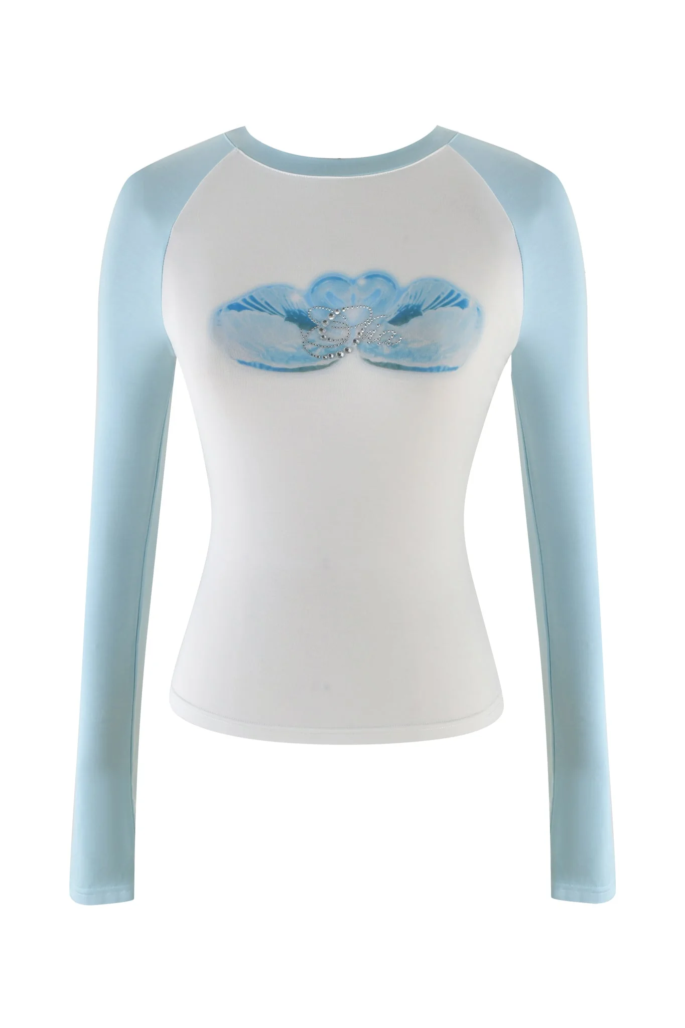 CAMELIA RAGLAN TOP - WHITE : BLUE - Image 6