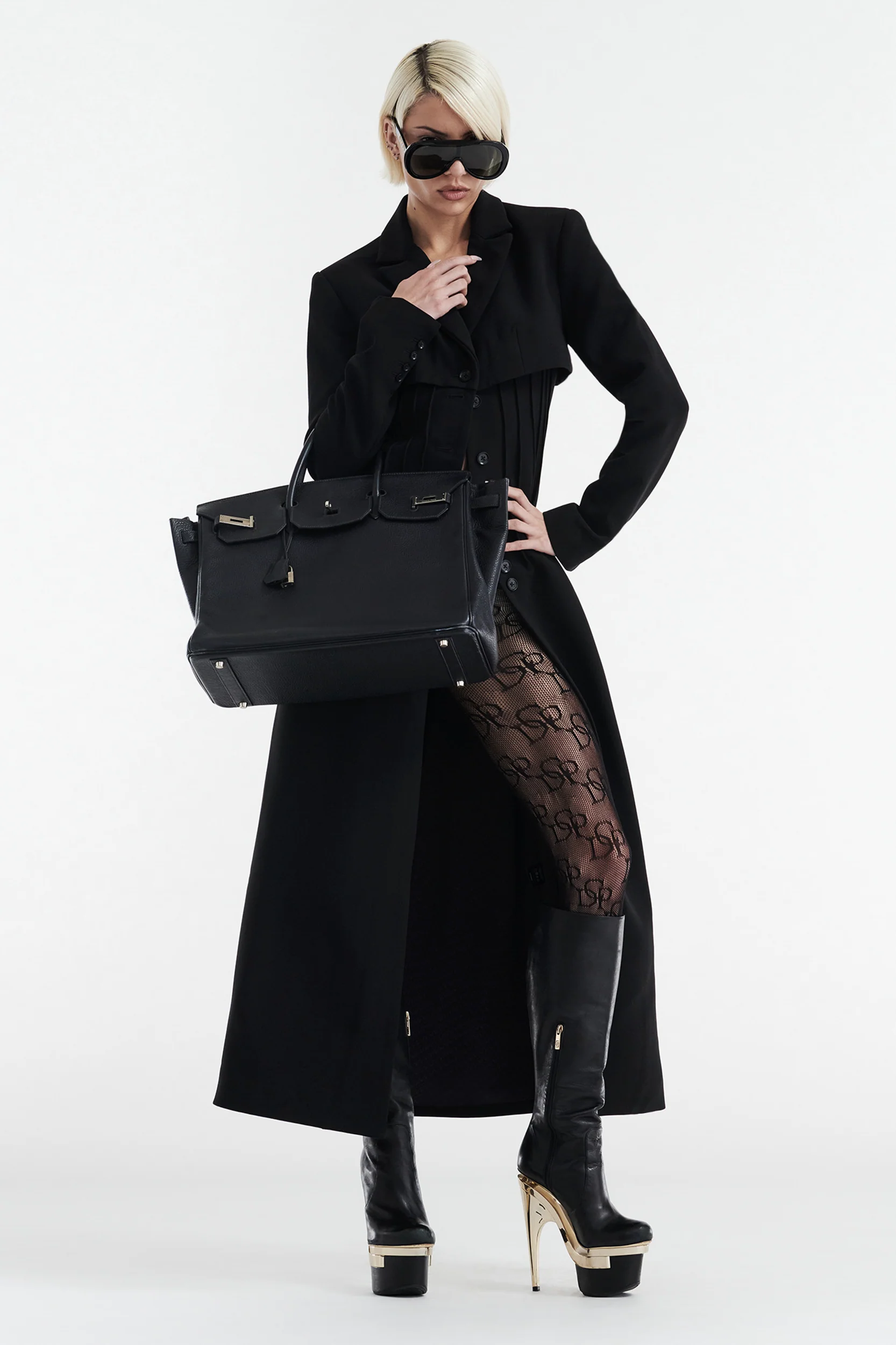 CELINE BUTTON UP TRENCH COAT - BLACK - Image 2