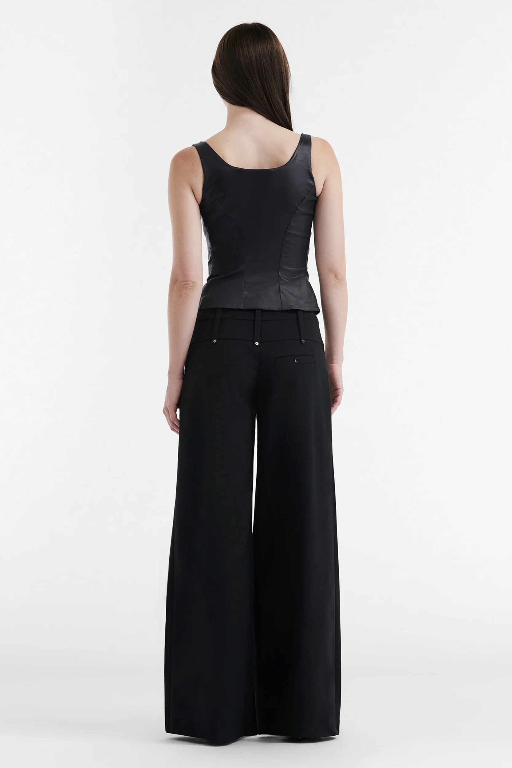 CHARLOTTE WIDE LEG PLEAT PANT - BLACK - Image 3