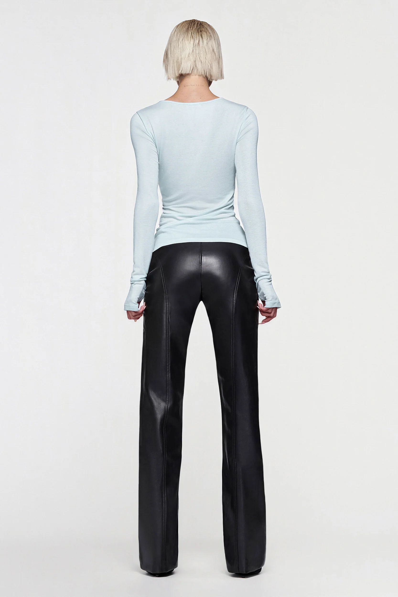 CLAUDIA LONG SLEEVE BASIC TOP - EGGSHELL BLUE - Image 3