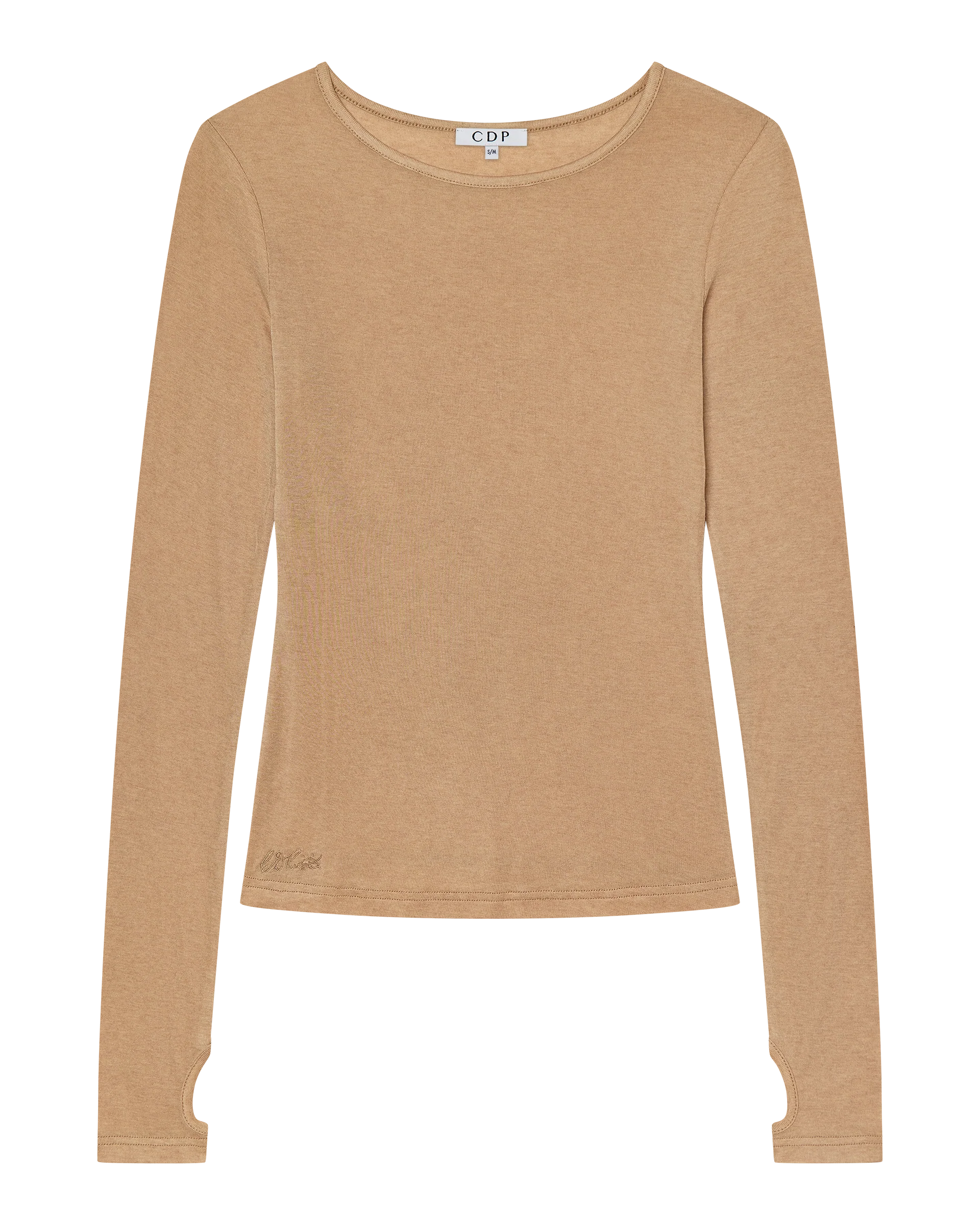 CLAUDIA LONG SLEEVE BASIC TOP - TAN - Image 4