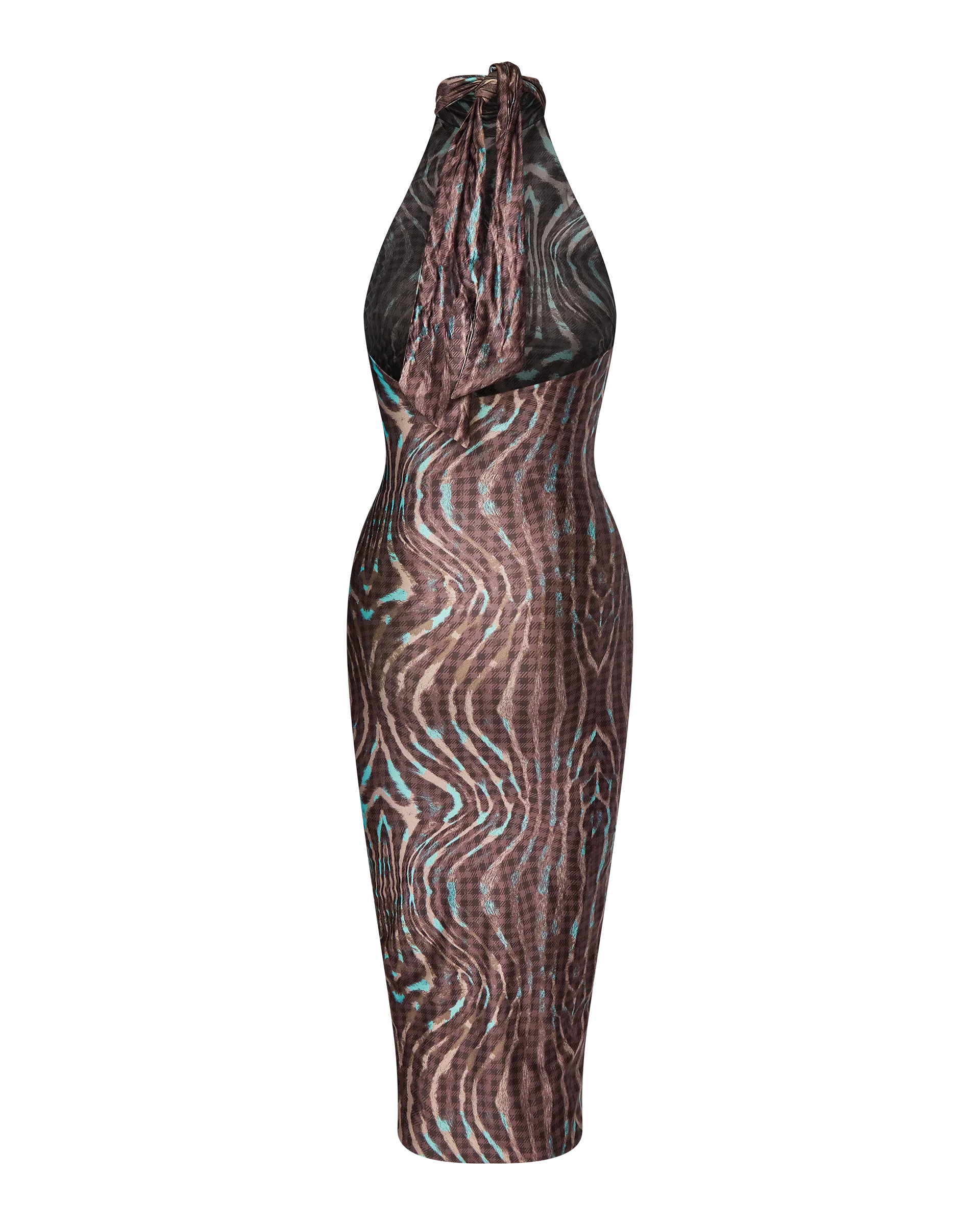 CLEO HALTER TIE MIDI DRESS - WARPED CHECK - Image 5
