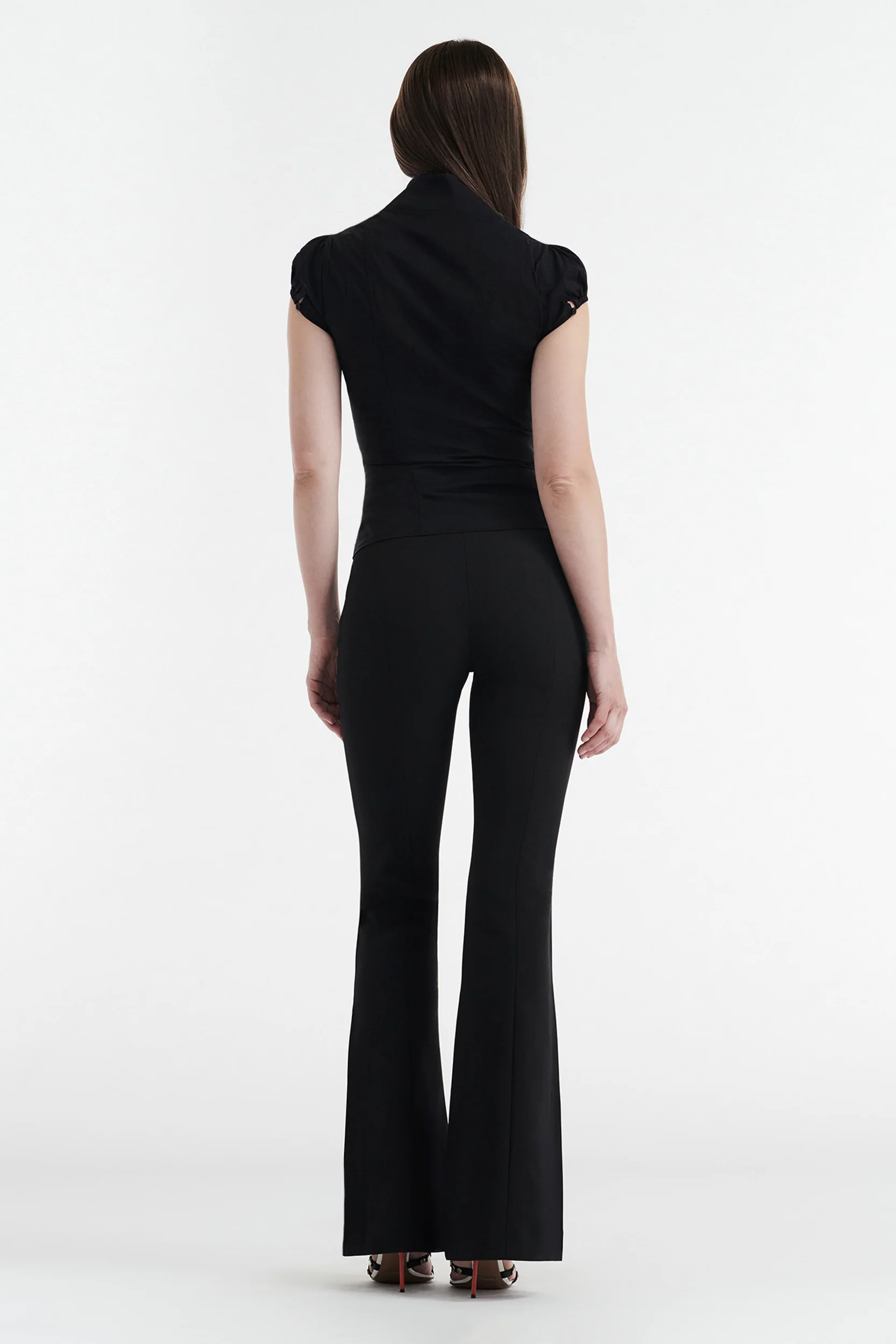 COLETTE PANELLED PUFF SLEEVE TOP - BLACK - Image 7
