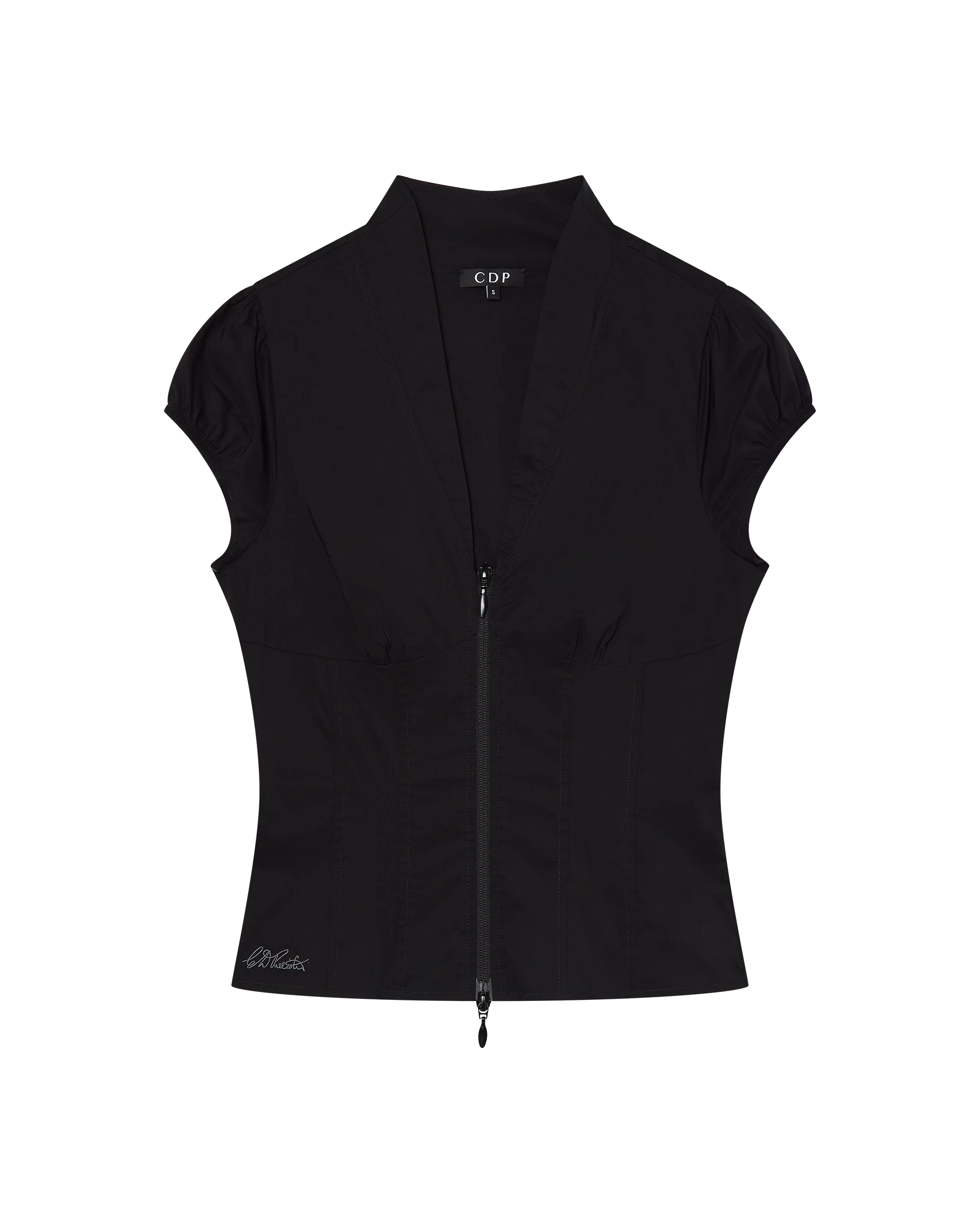 COLETTE PANELLED PUFF SLEEVE TOP - BLACK - Image 8