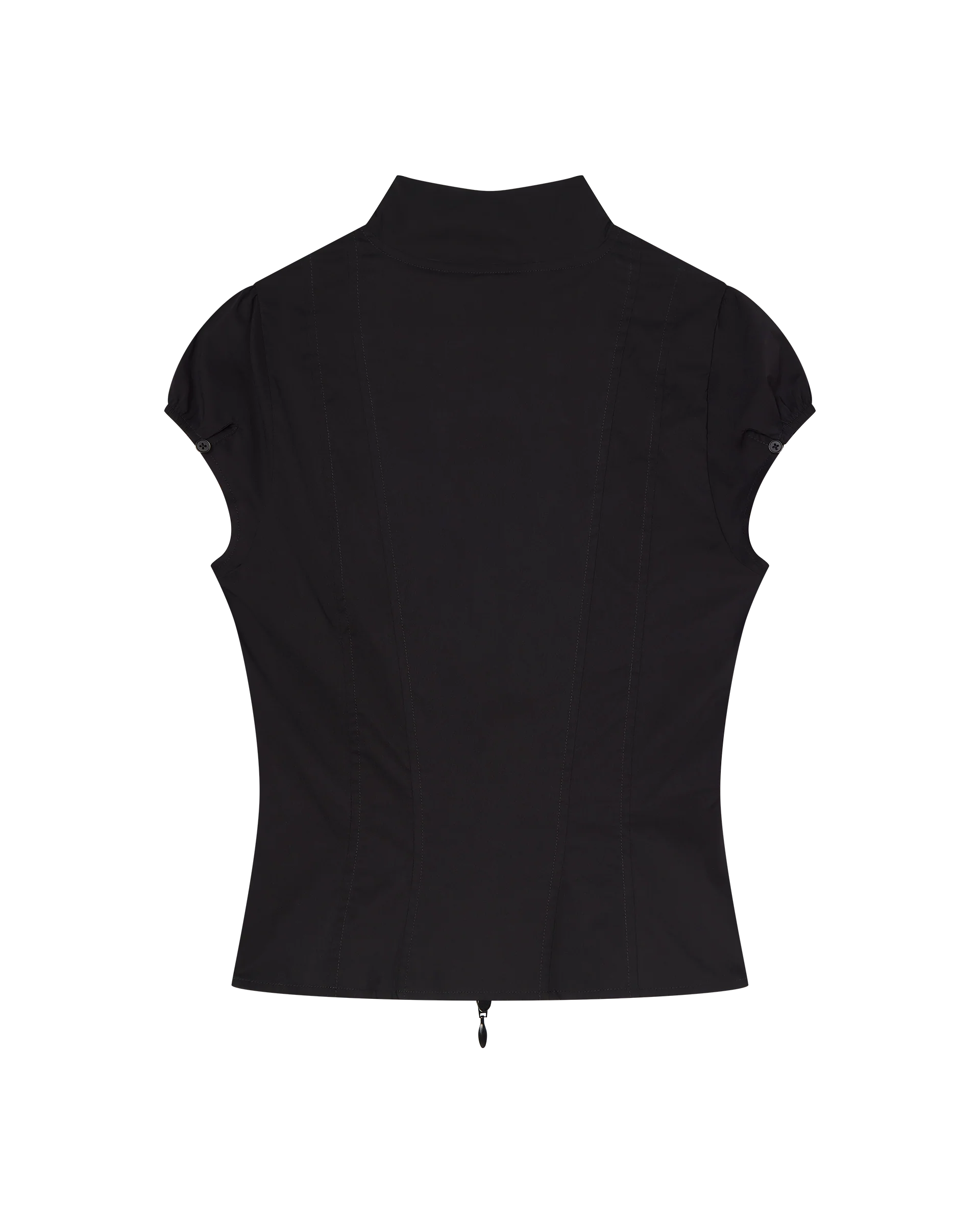 COLETTE PANELLED PUFF SLEEVE TOP - BLACK - Image 9