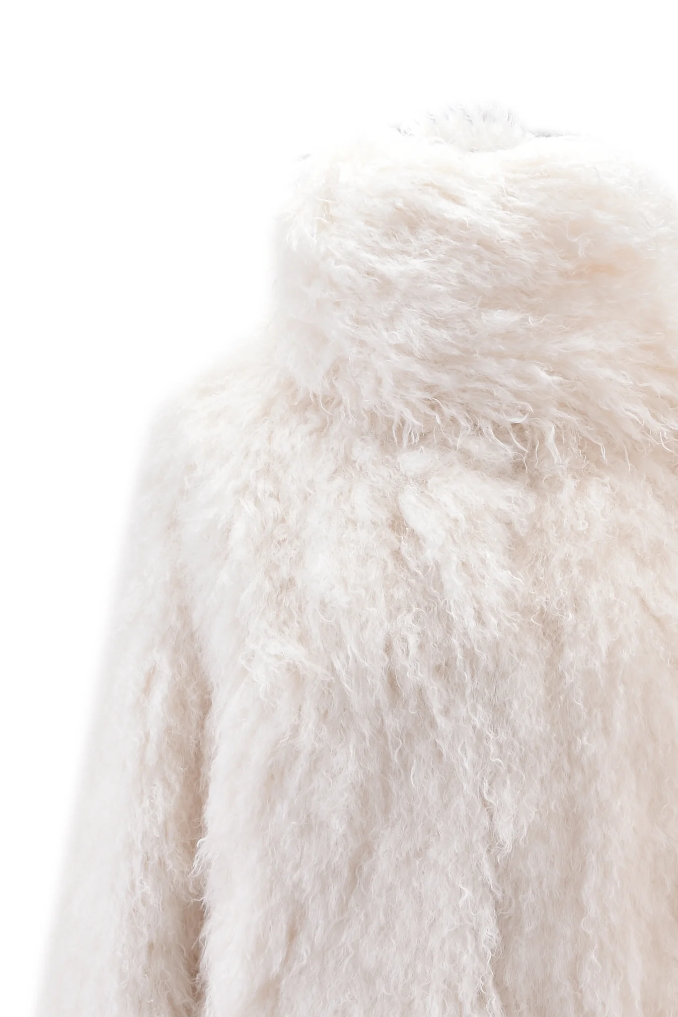 DOVE SCARF FUR COAT - CREAM - Image 10