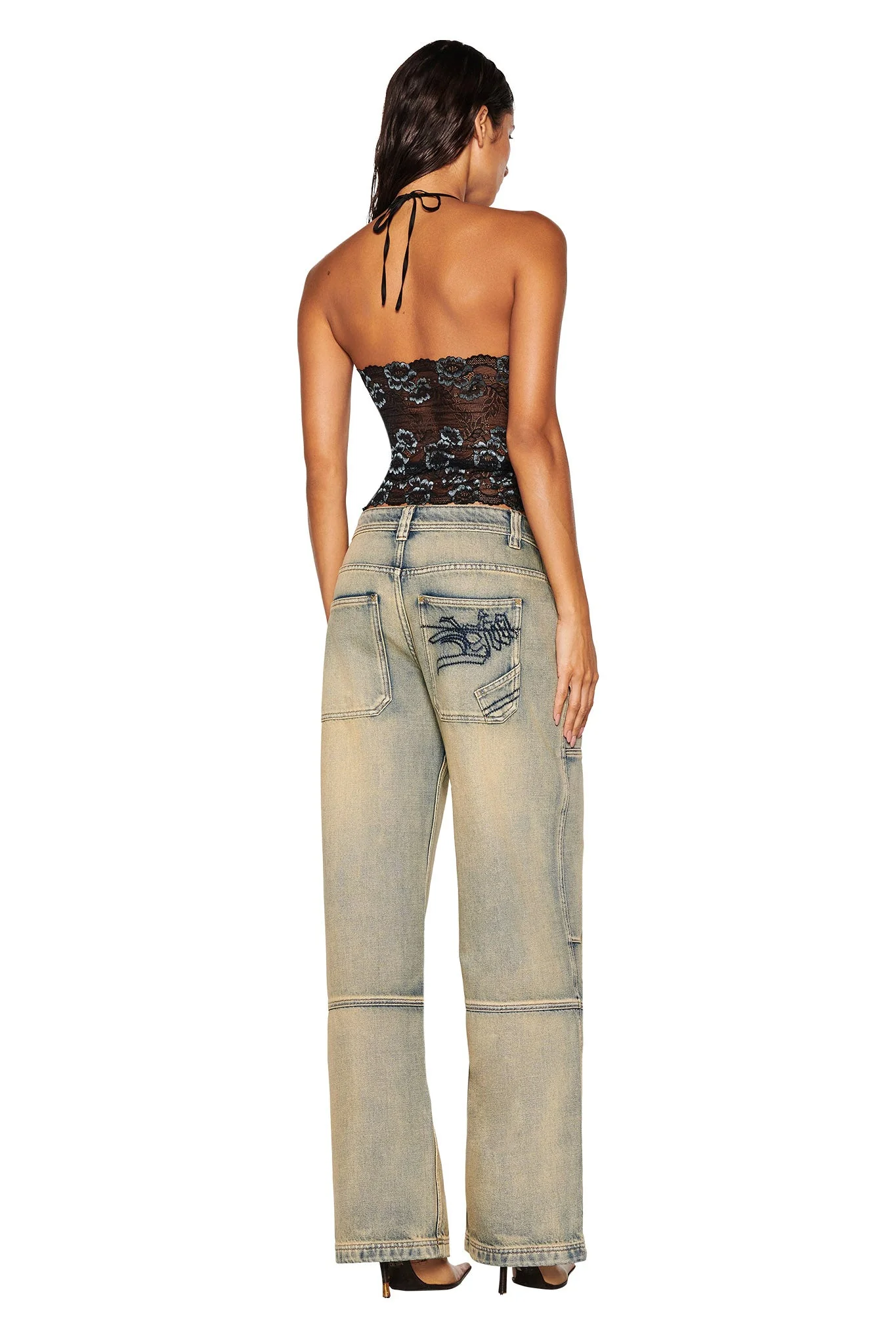 GEM HALTER TOP - BLACK : BLACK BLUE - Image 3