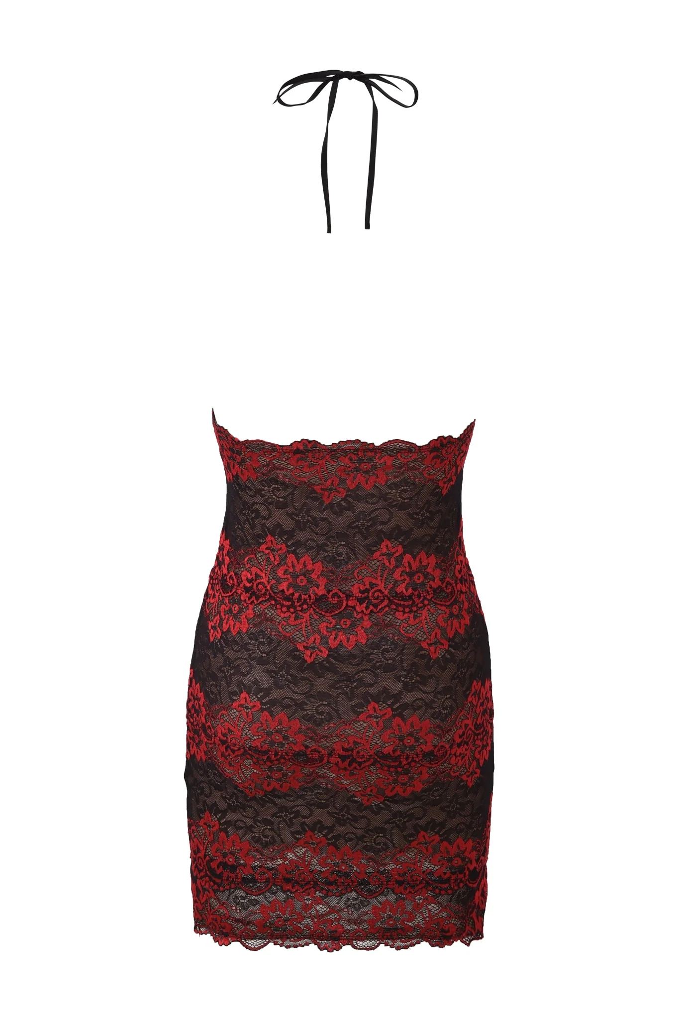GEM MINI DRESS - BLACK AND RED LACE - Image 6
