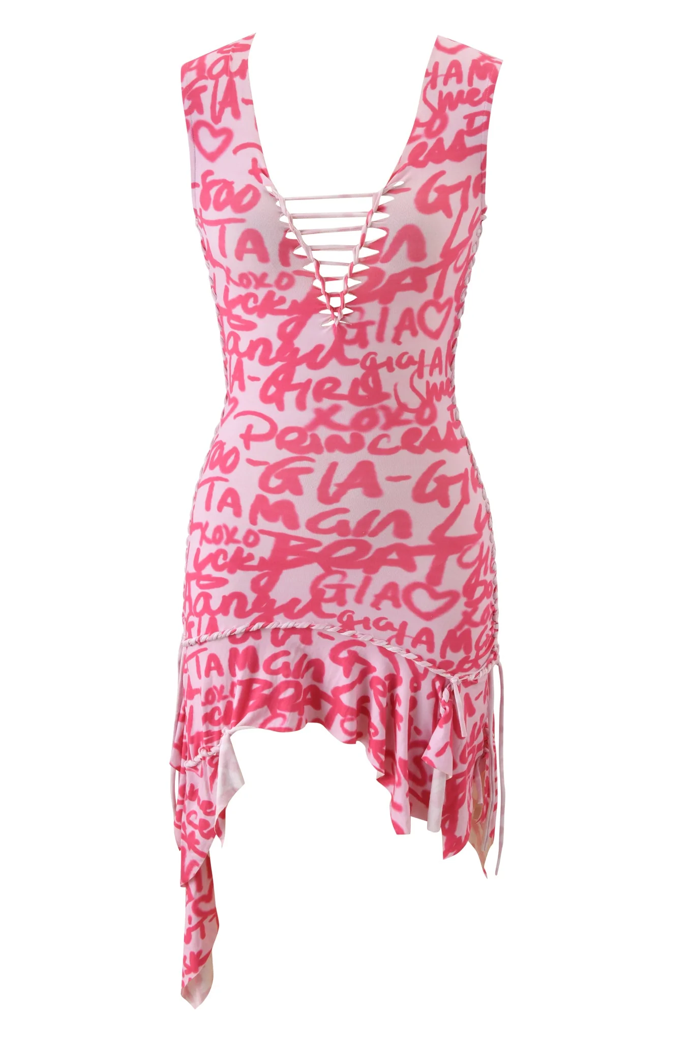 HONEY MACRAME MINI DRESS - PINK WRITING ON THE WALL - Image 7