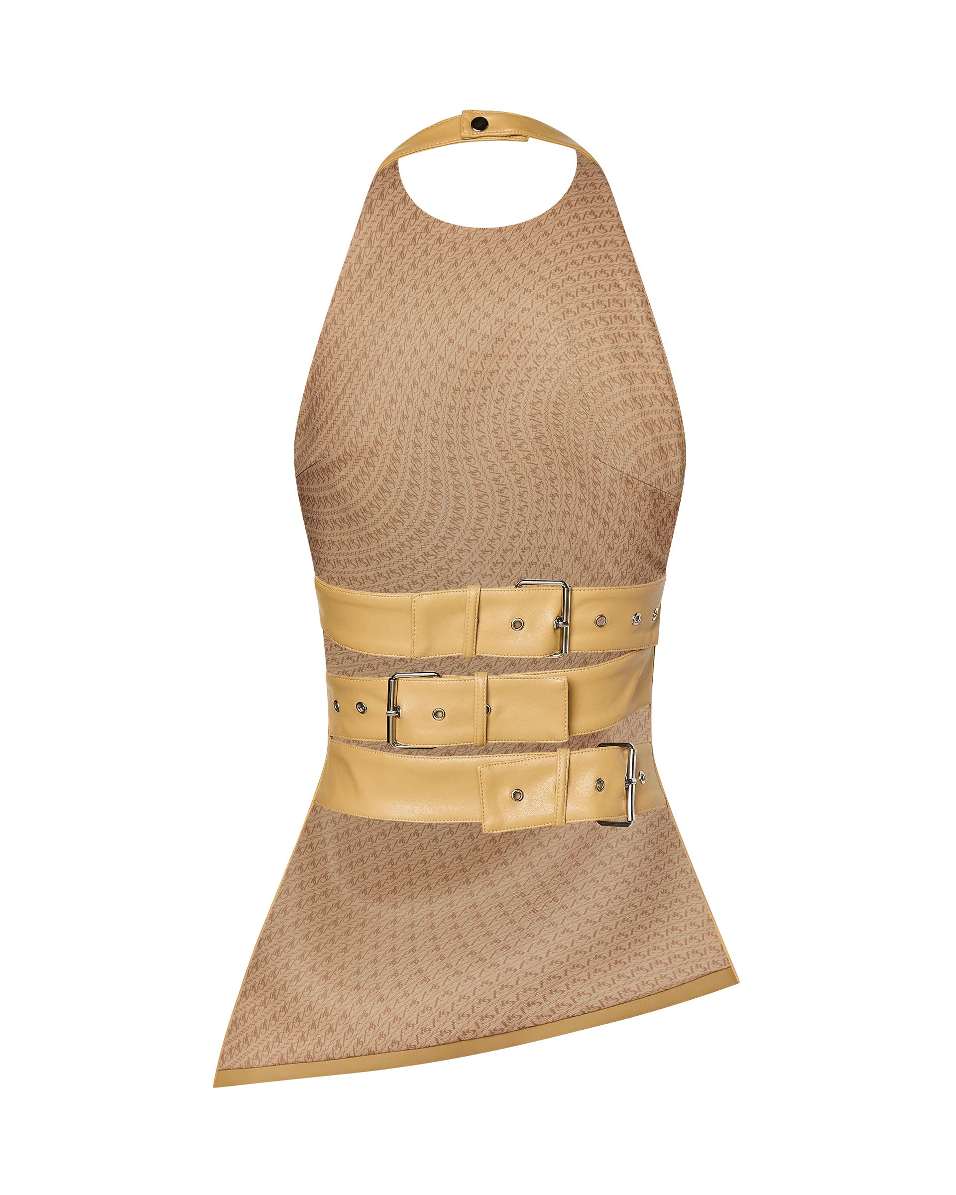 INES ASYMMETRICAL FAUX LEATHER TOP - TAN - Image 6