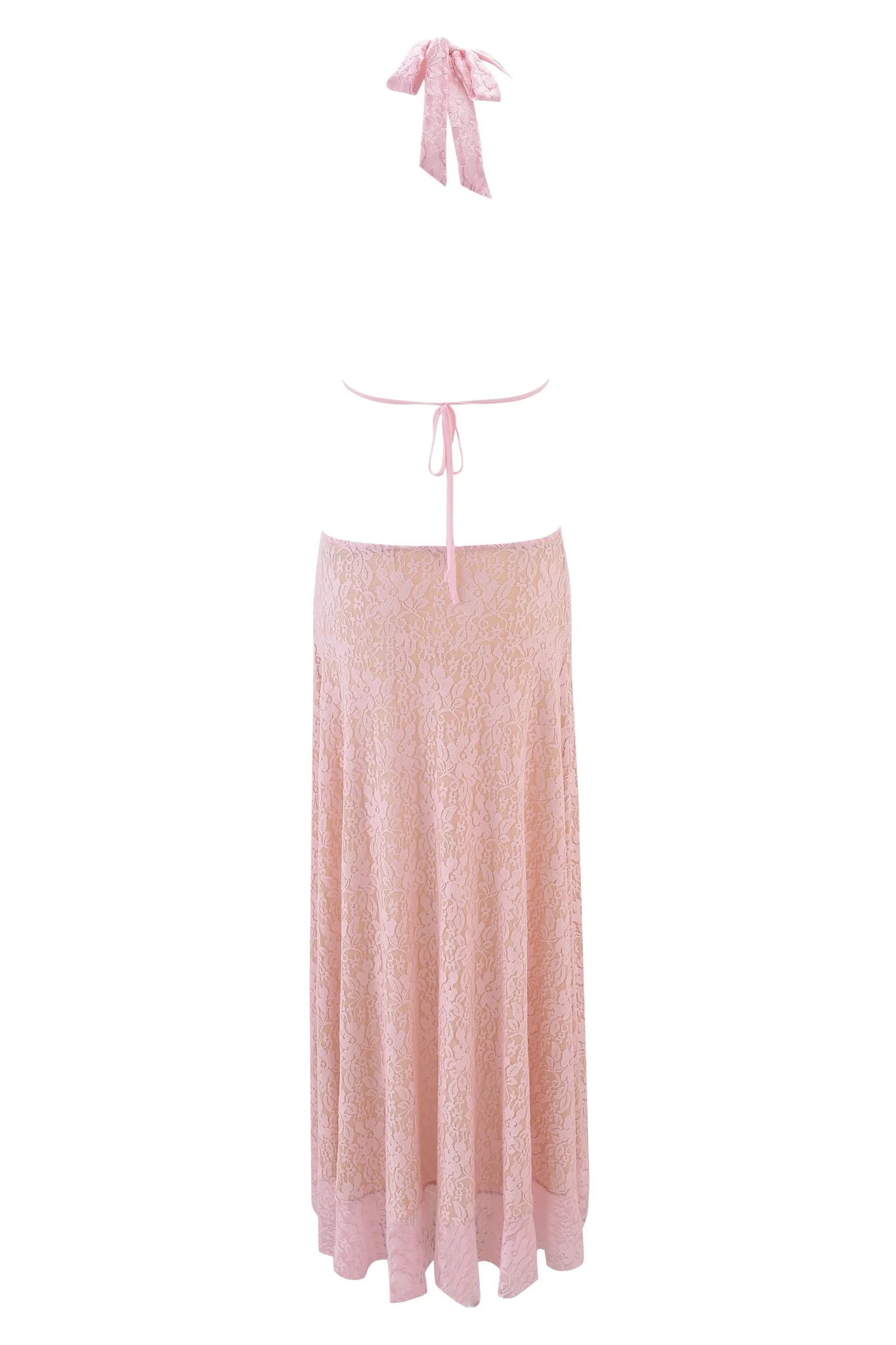 IRISIA LACE HALTER MAXI DRESS - BABY PINK - Image 6