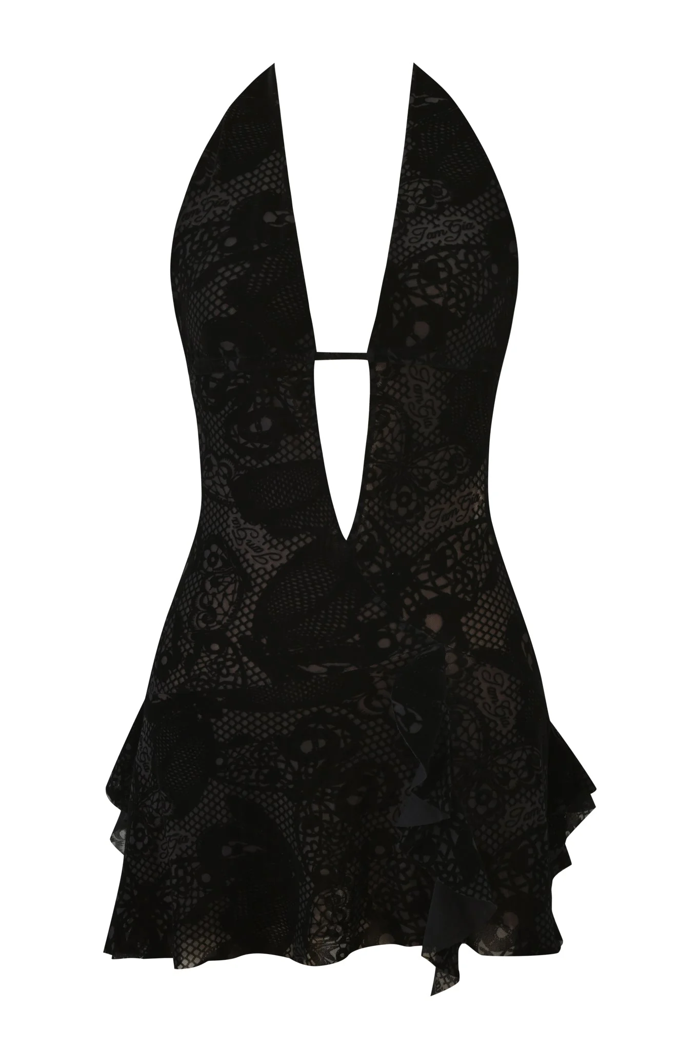 IRISIA MINI DRESS - BURN OUT BLACK - Image 5
