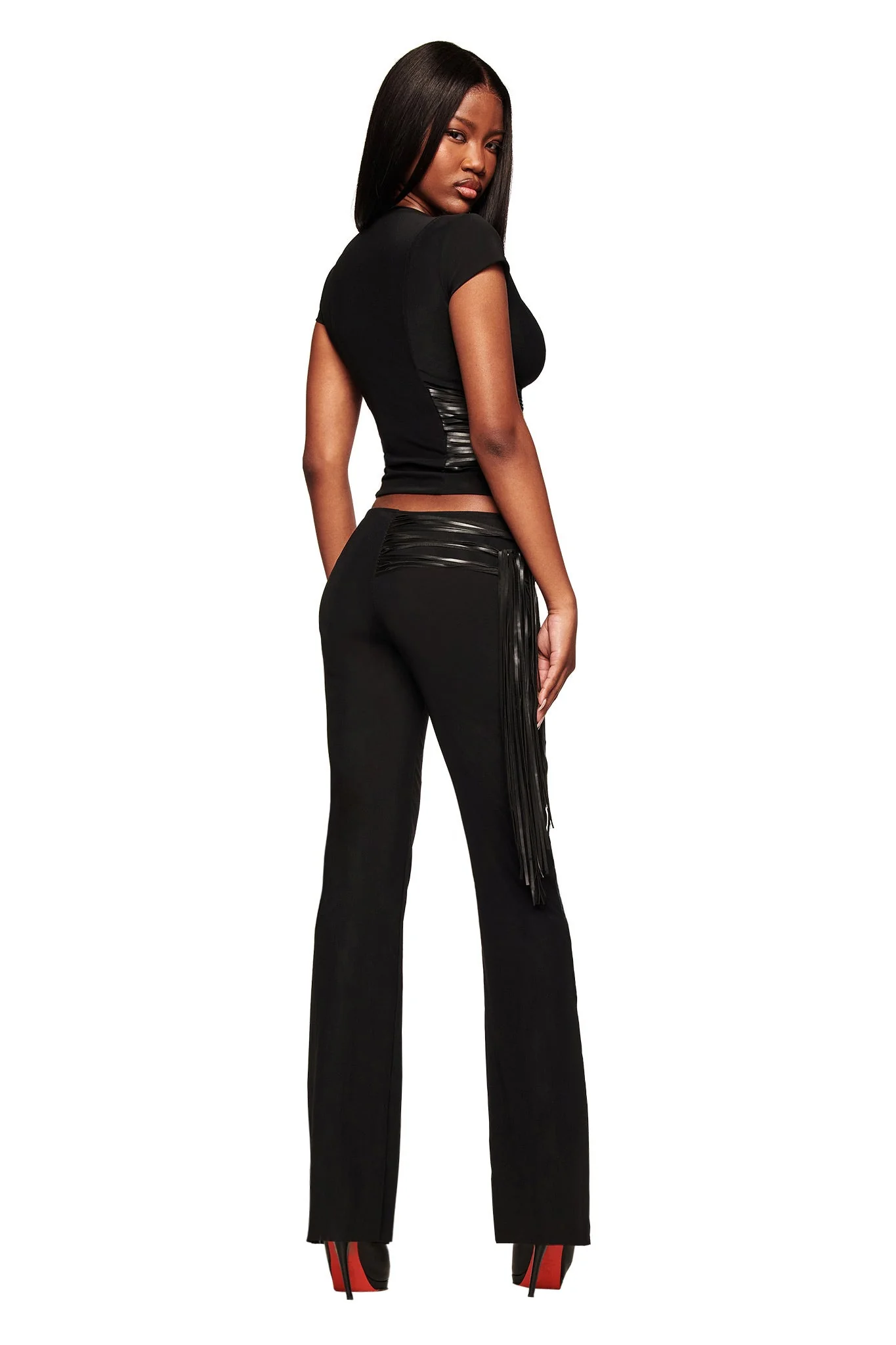 ISELDA FRINGE PANT - BLACK - Image 4