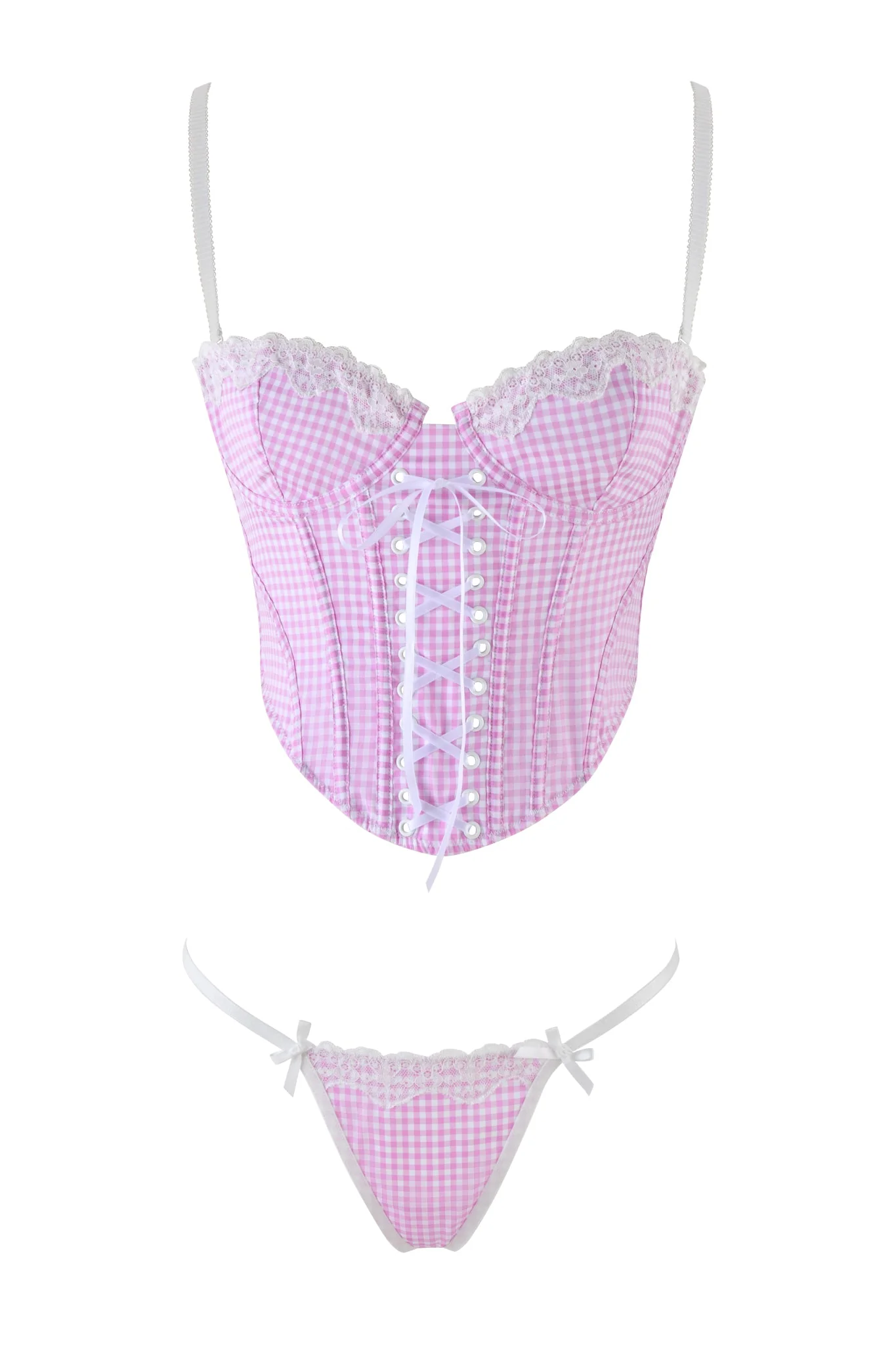 JENNY 2.0 BUSTIER SET - PINK : PINK GINGHAM - Image 7