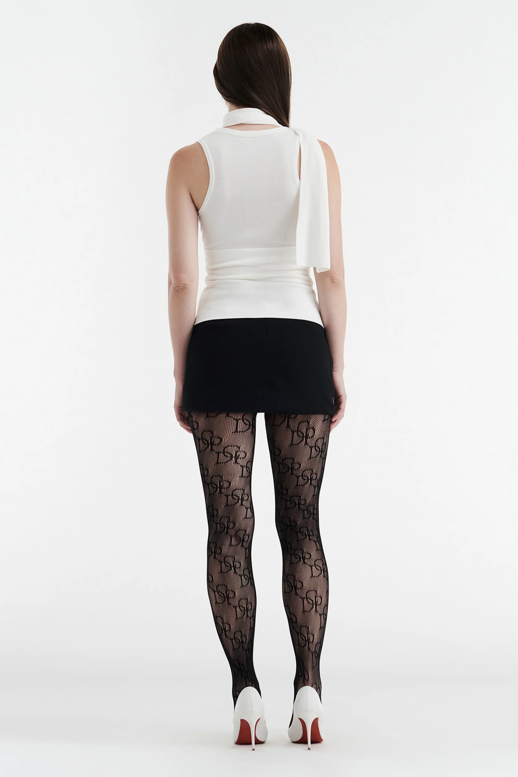 LILY SLEEVELESS KNIT BUTTON UP TOP - WHITE - Image 3
