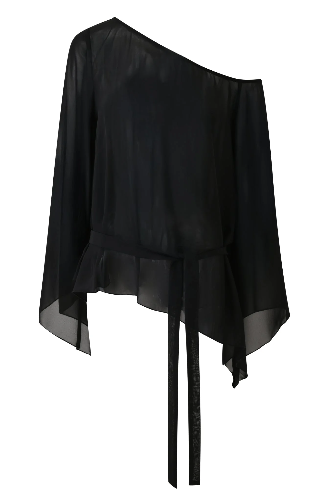 MALINA LONG SLEEVE PONCHO TOP - BLACK - Image 10