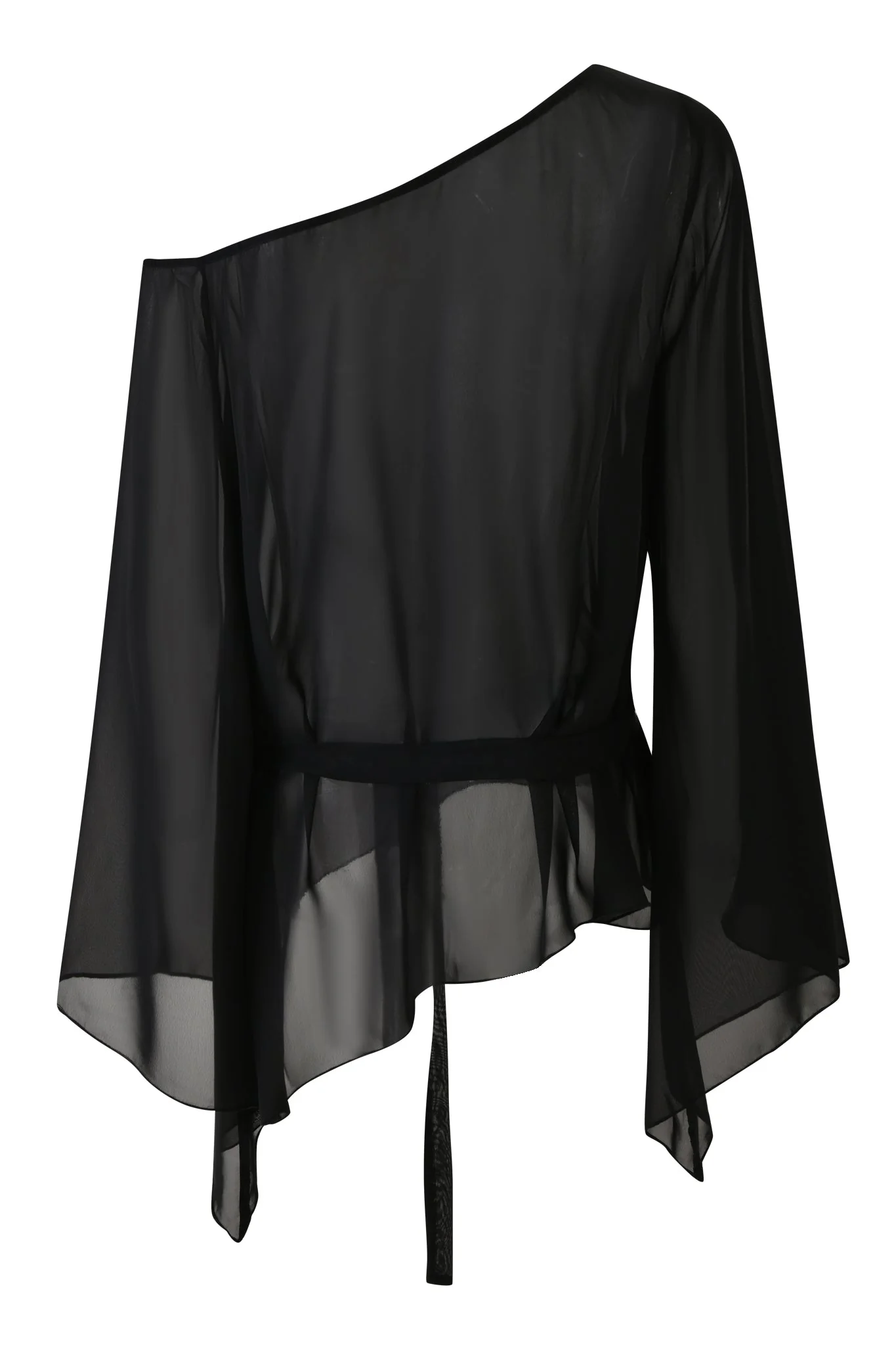 MALINA LONG SLEEVE PONCHO TOP - BLACK - Image 8