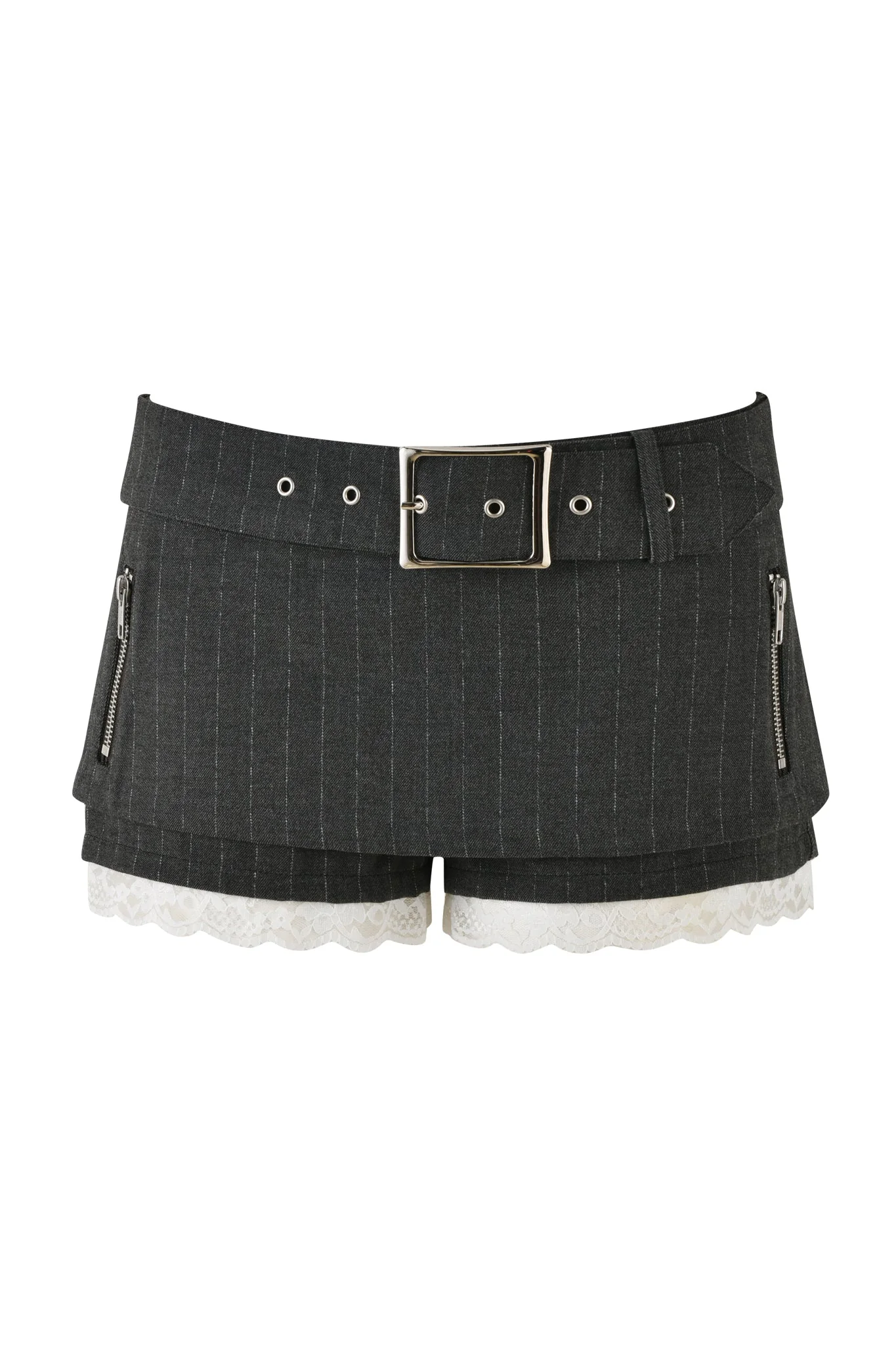 MARRION SKORT - GREY : PINSTRIPE - Image 7