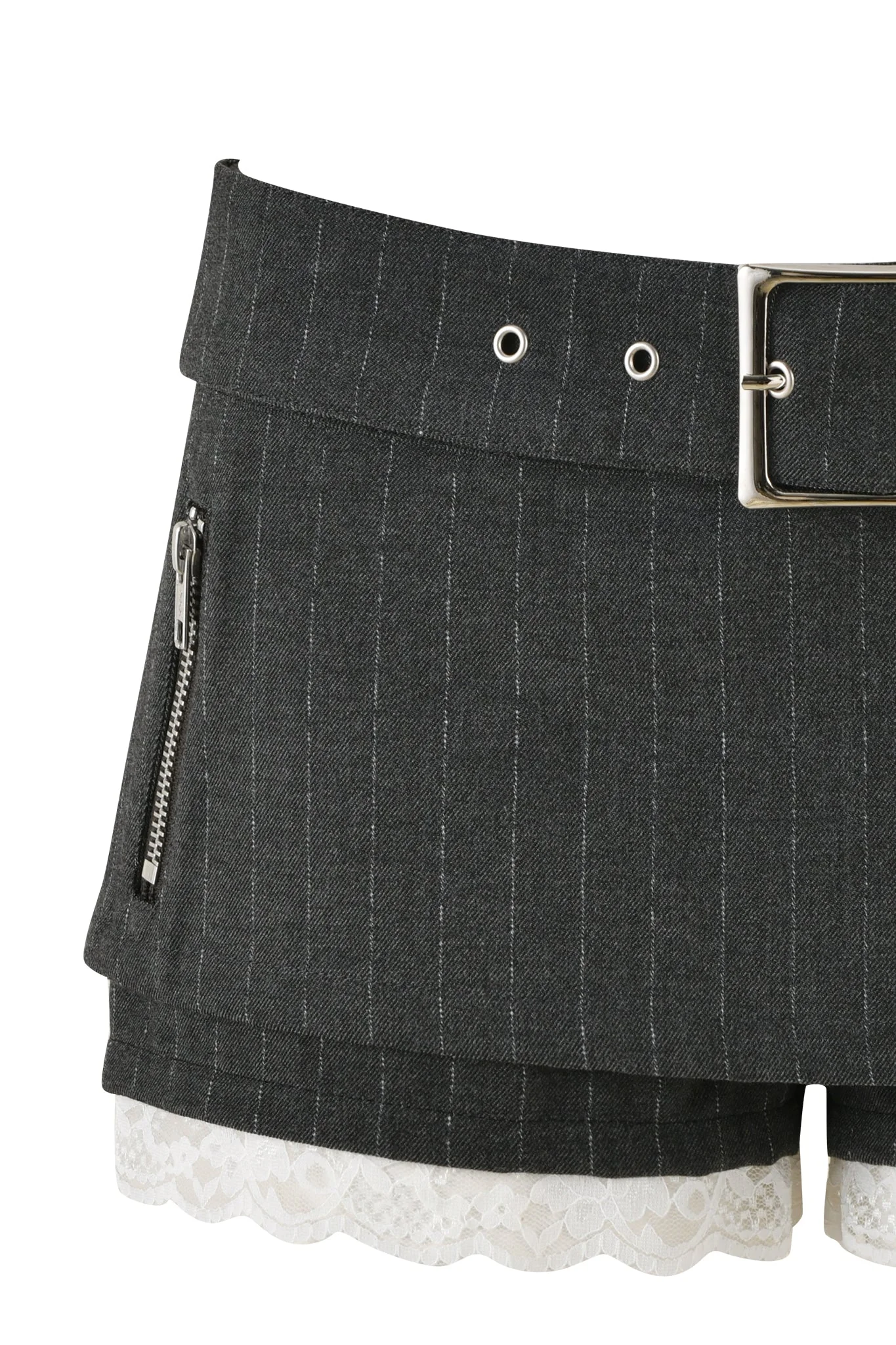 MARRION SKORT - GREY : PINSTRIPE - Image 9