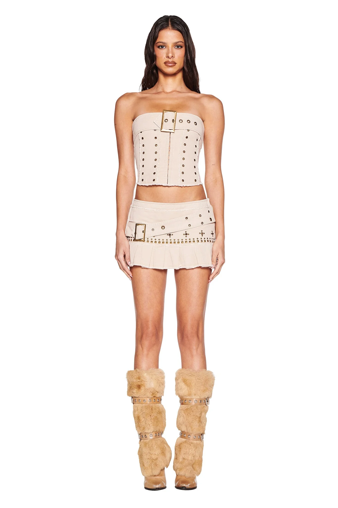 MASON MINI SKIRT - TAN - Image 2