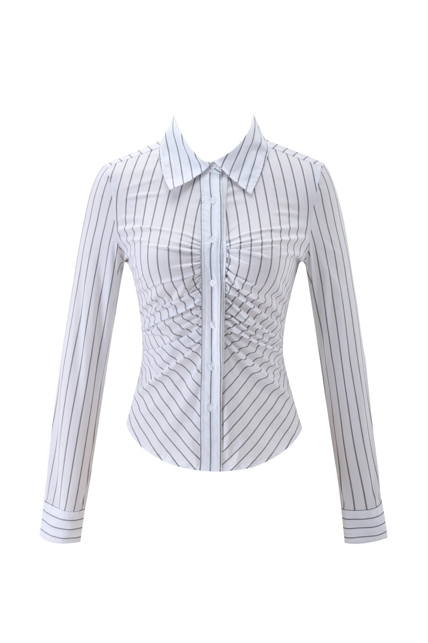 MONICA PINSTRIPE SHIRT - WHITE BLACK STRIPE - Image 6