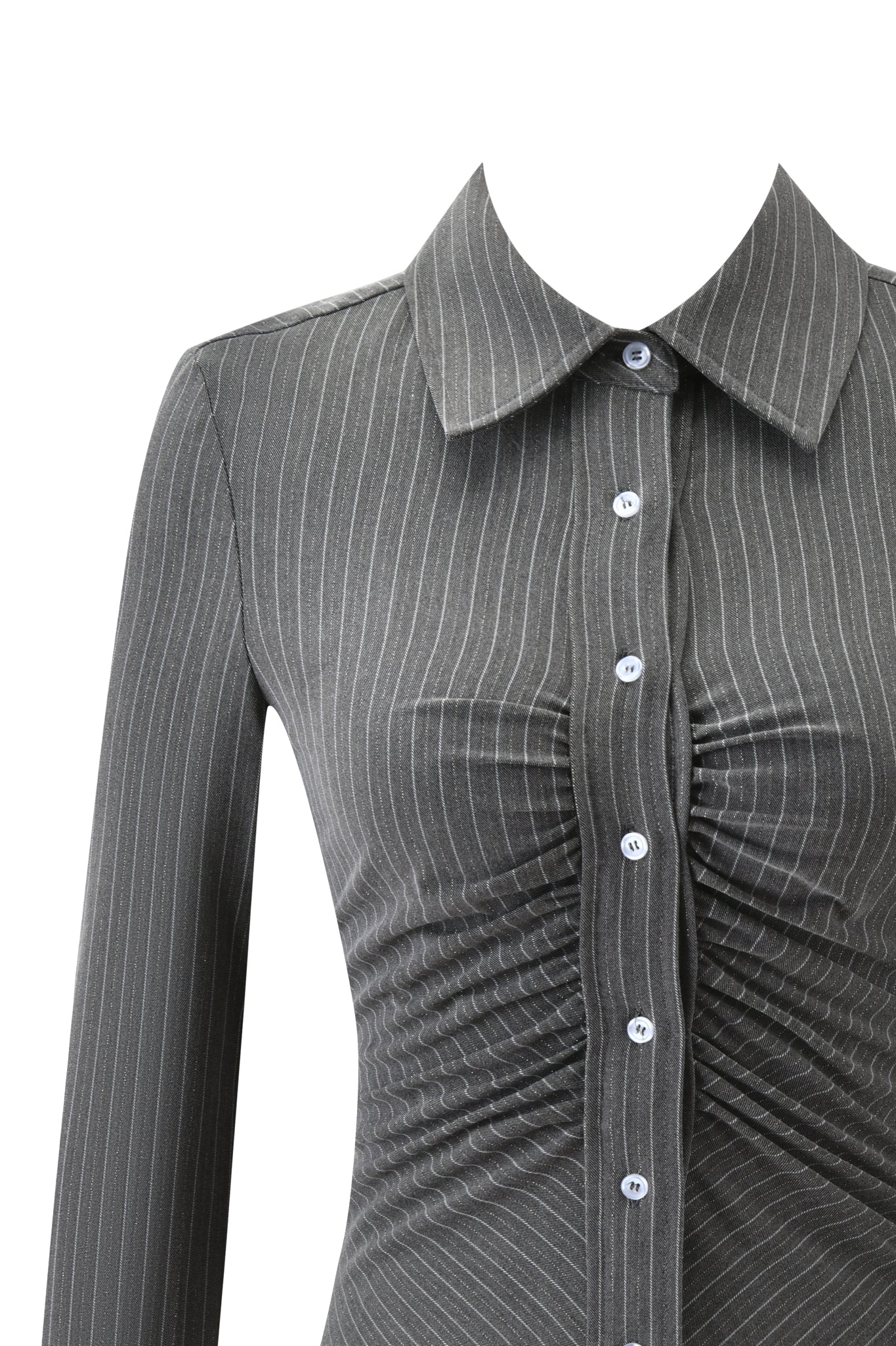 MONICA SHIRT - GREY PINSTRIPE - Image 9