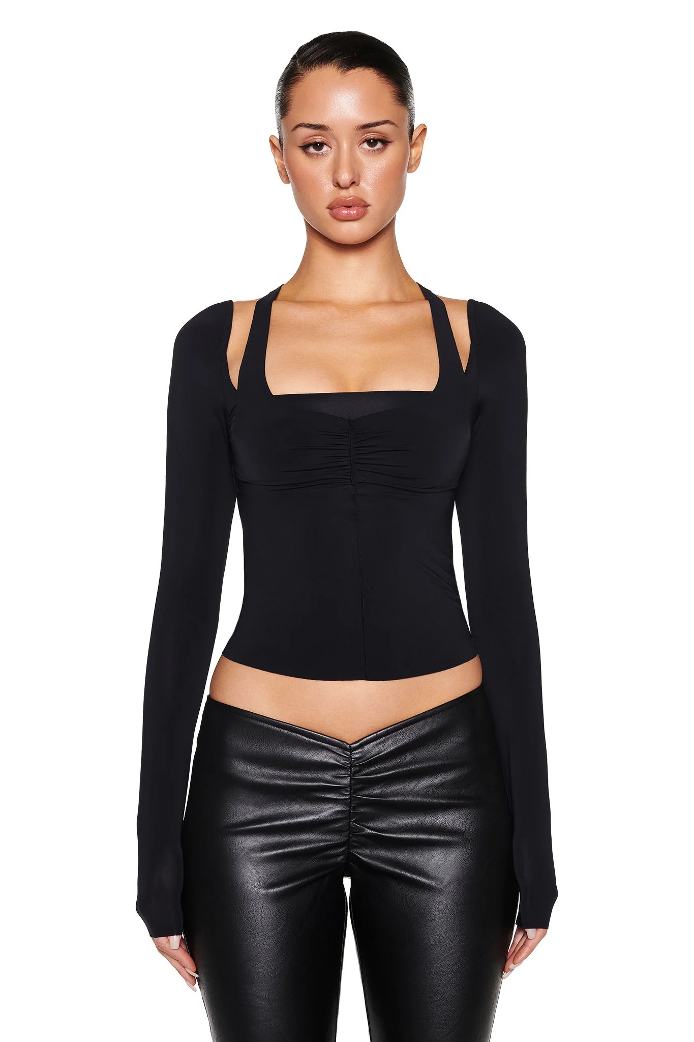 NERINA LONG SLEEVE TOP - BLACK - Image 3